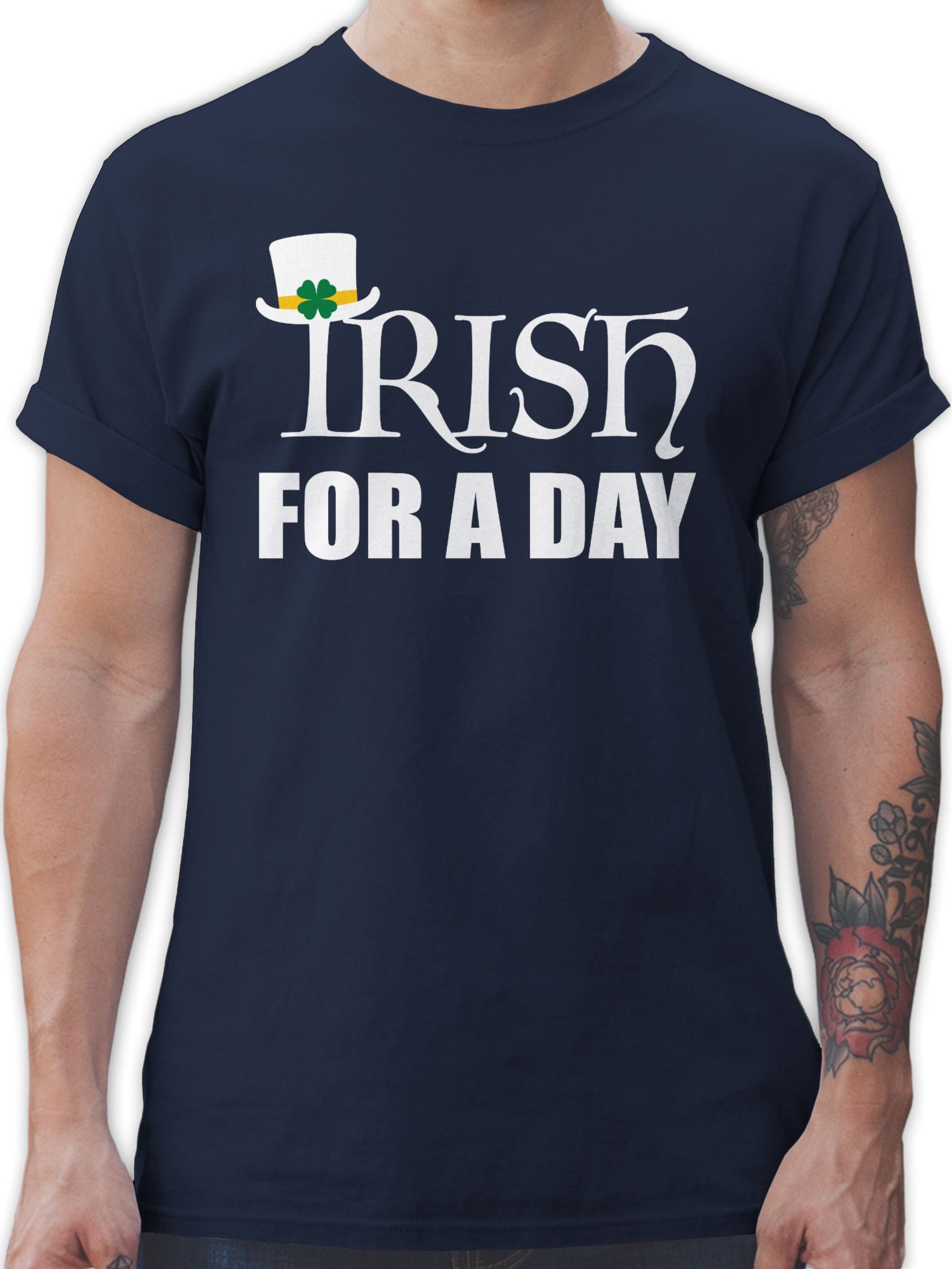 Shirtracer T-Shirt Irish for a day Schriftzug St. Patricks Day 3 Navy Blau