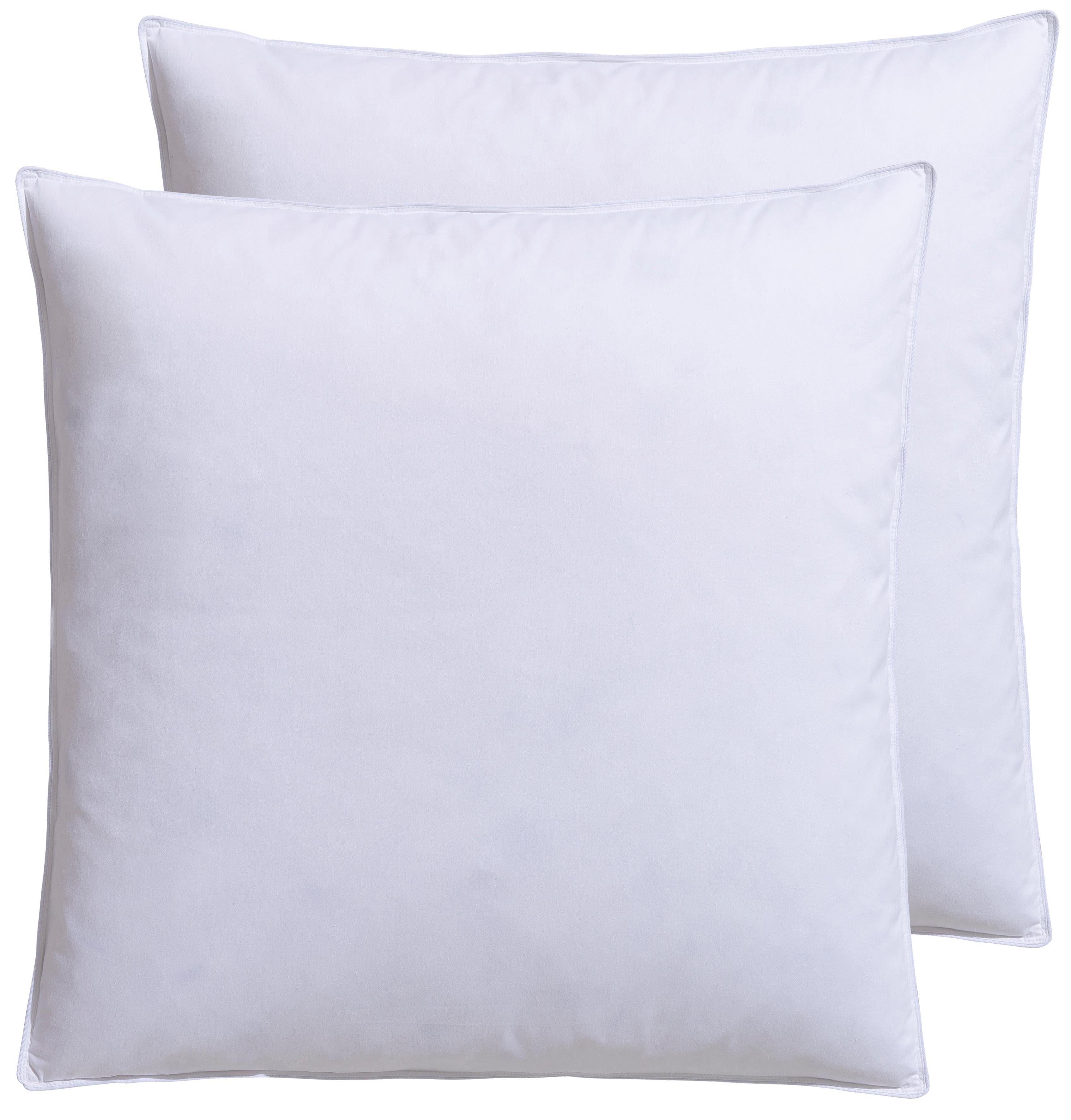 RIBECO Federkissen Kopfkissen-Set Laram, Kissen mit Daunenanteil, in 40x80 oder 80x80 cm, Füllung: 90% Federn, 10% Daunen, Bezug: 100% Baumwolle, 2-tlg.