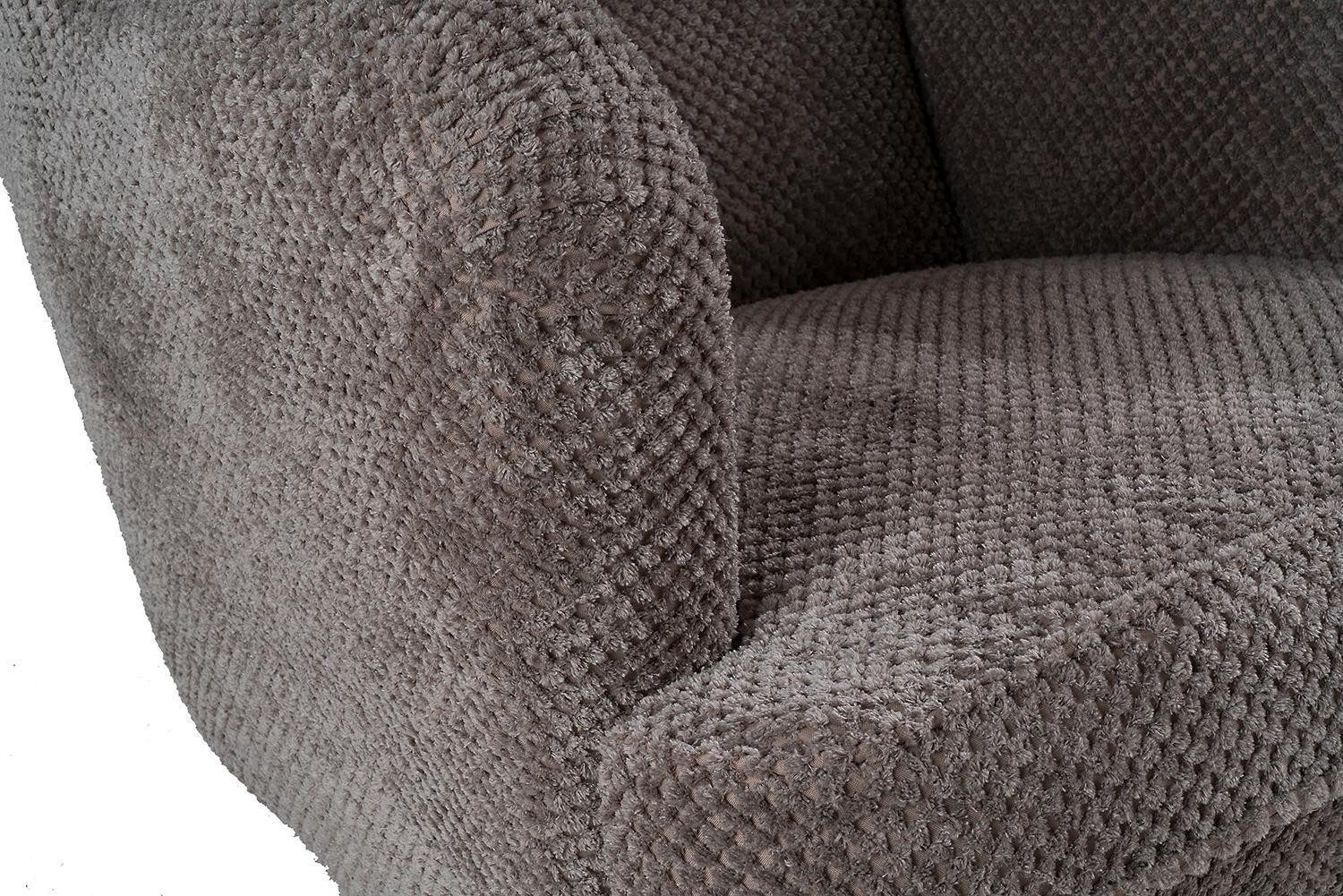 ED EXCITING DESIGN Ohrensessel OSKAR, Taupe, Webstoffbezug, mit Armlehnen, mit Holzfüßen