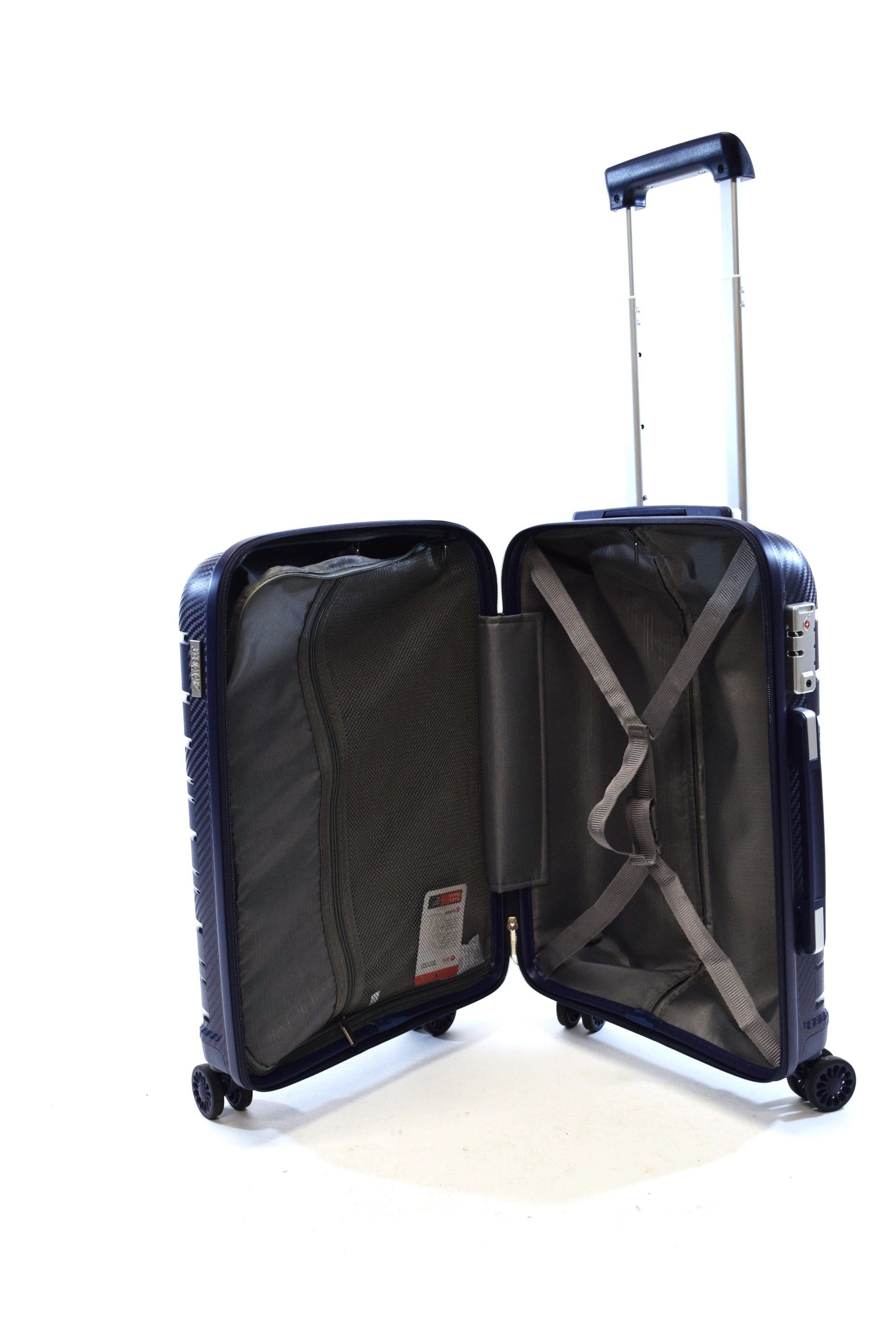 Zimmert Leather Trolley SCROLL-LIGHT bruchsicheres Polypropylen, 4 Rollen, 4 Rollen S 55 M 66 L 75 cm, 4 Rollen, Grau, Rot, Lila Blau, Schwarz