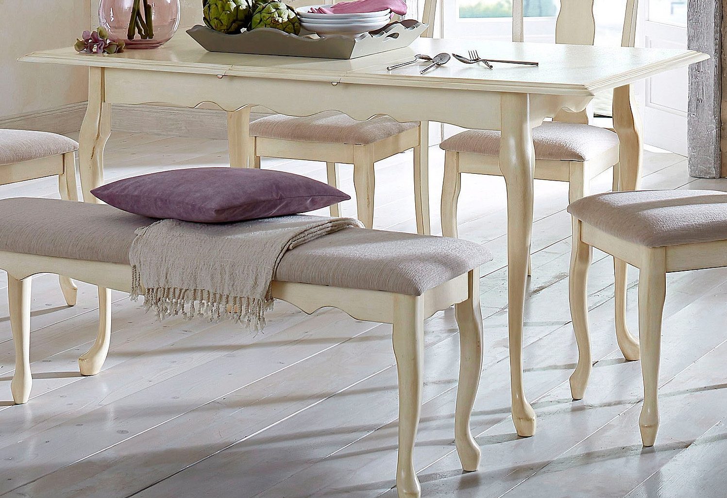 Esstisch von HOME AFFAIRE, ausziehbar in creme-weiß ab 229,99€