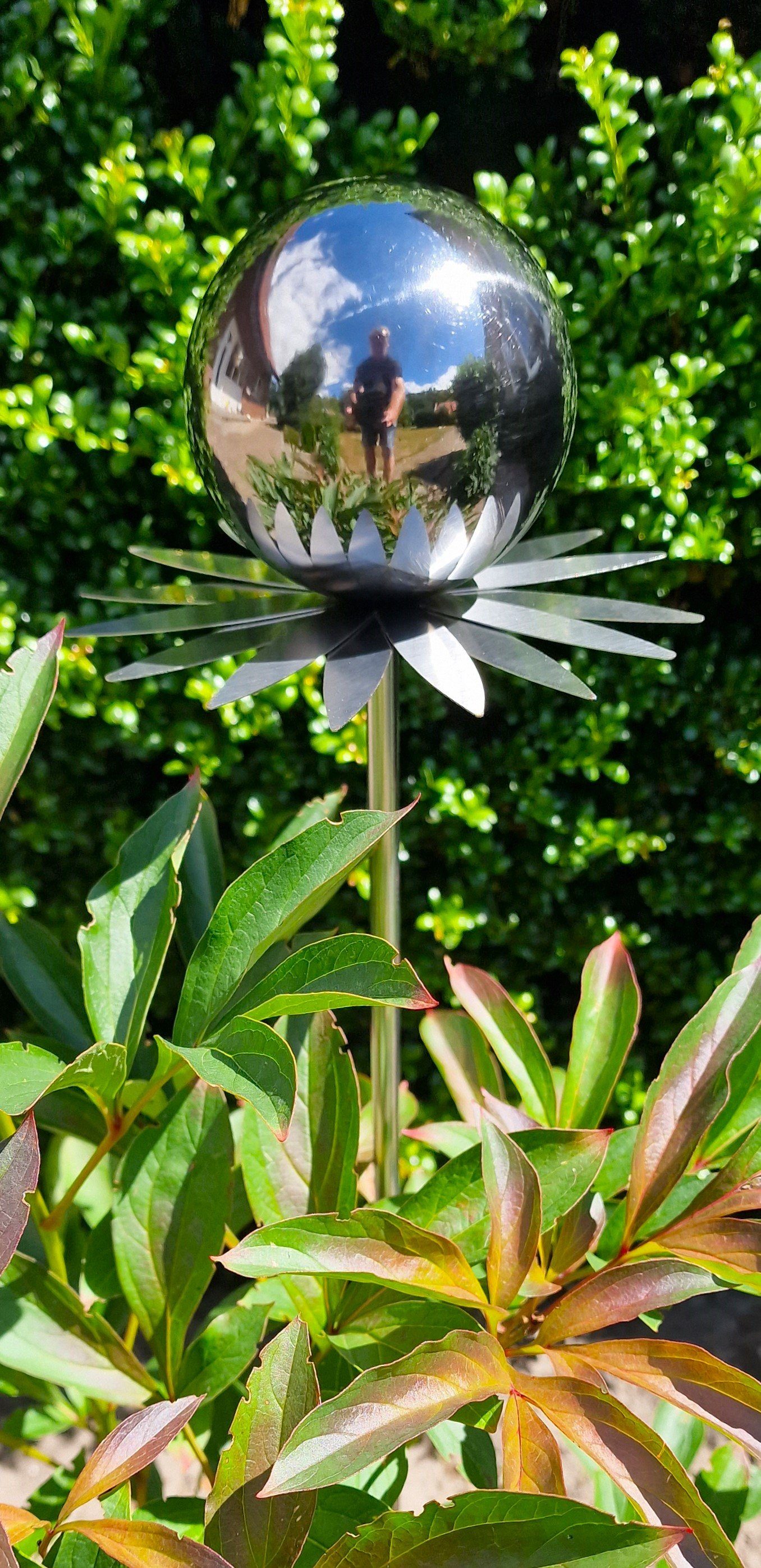 Jürgen Bocker Garten-Ambiente schwarz 10 80 mit Stab Rosenkugel Garten cm cm Edelstahl Blütenzauber poliert Gartenstecker Milano