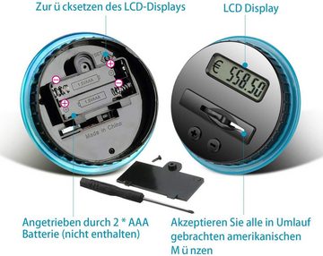 Novzep Spardose Mit Zählwerk Spardose elektronischem Münzzähler LCD Anzeige Digital