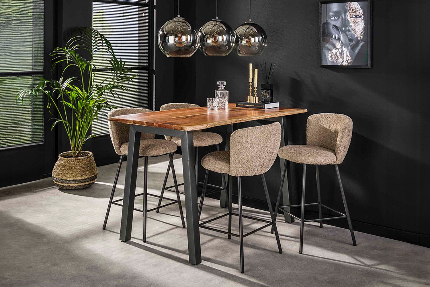 KAWOLA Stehtisch ERGEA, Stehtisch Baumkante Akazie massiv natur 147x80 cm