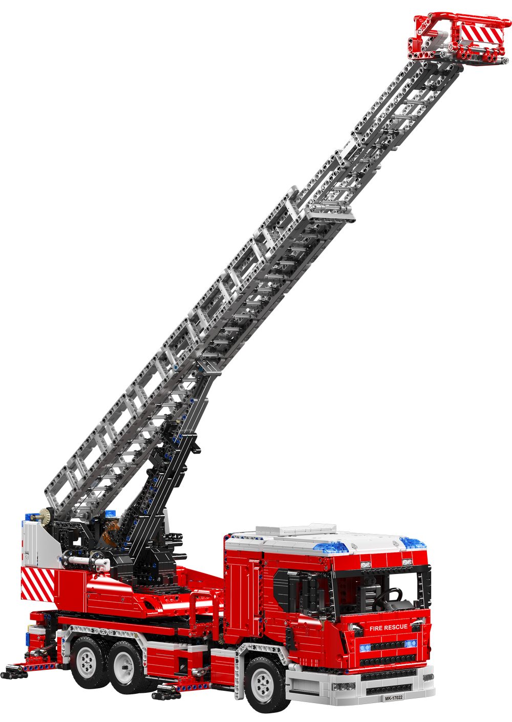 Mould King Ferngesteuertes Feuerwehrauto-Bauset Spielbausteine, (4886 St), 4.886 Teile, Carbonfaser-Achsen