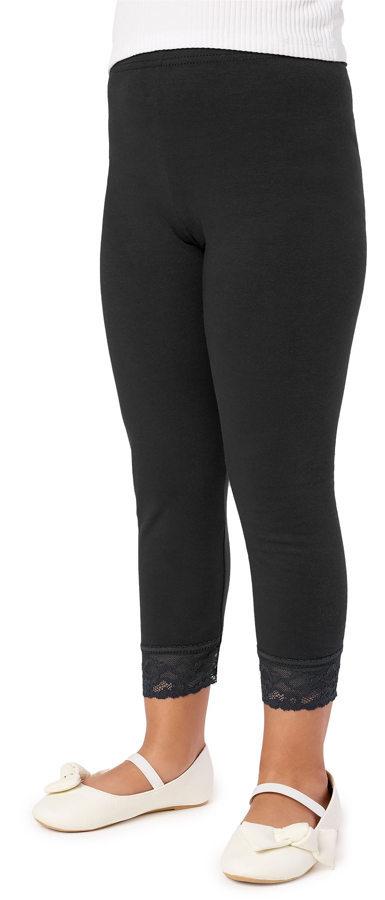 Leggings Mädchen 3/4 Capri Leggings aus Baumwolle mit Spitze MS10-228