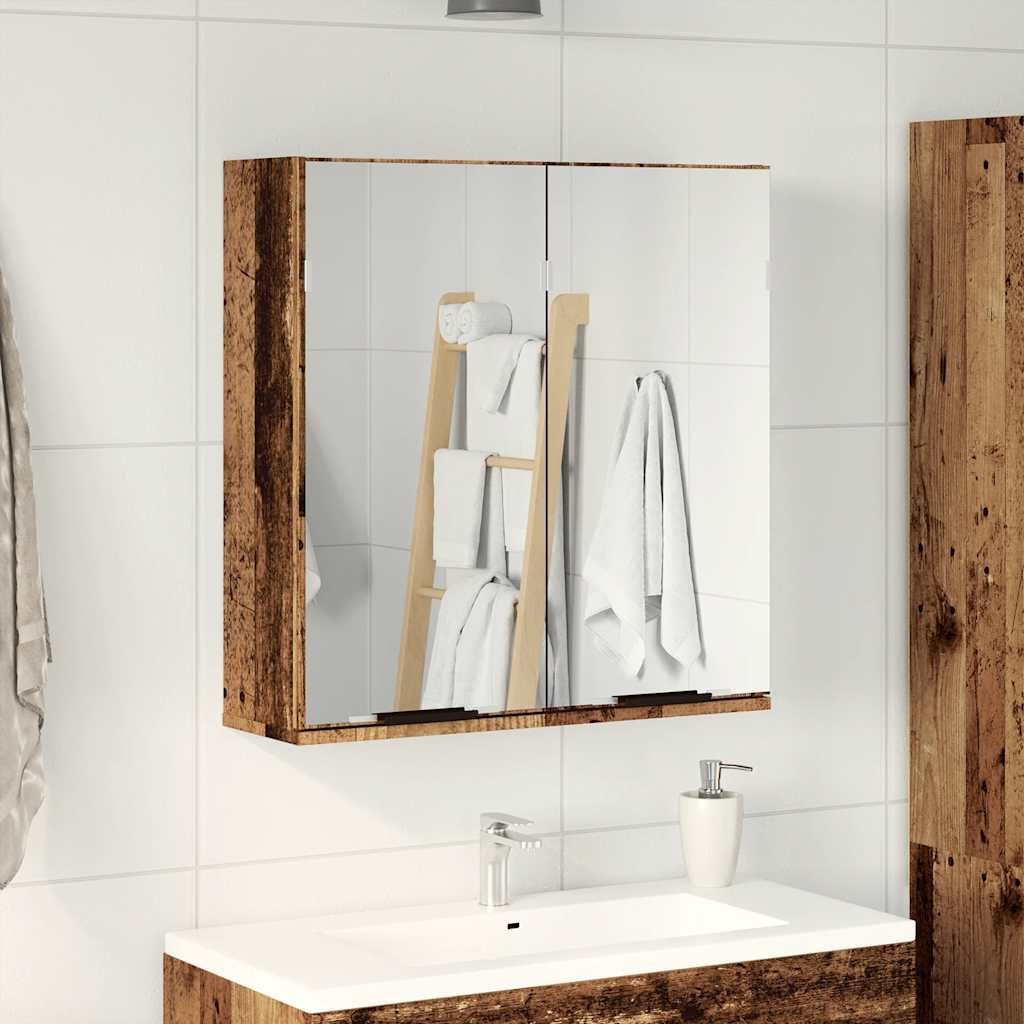 vidaXL Badezimmerspiegelschrank Bad-Spiegelschrank Altholz-Optik 64x20x66,5 günstig online kaufen