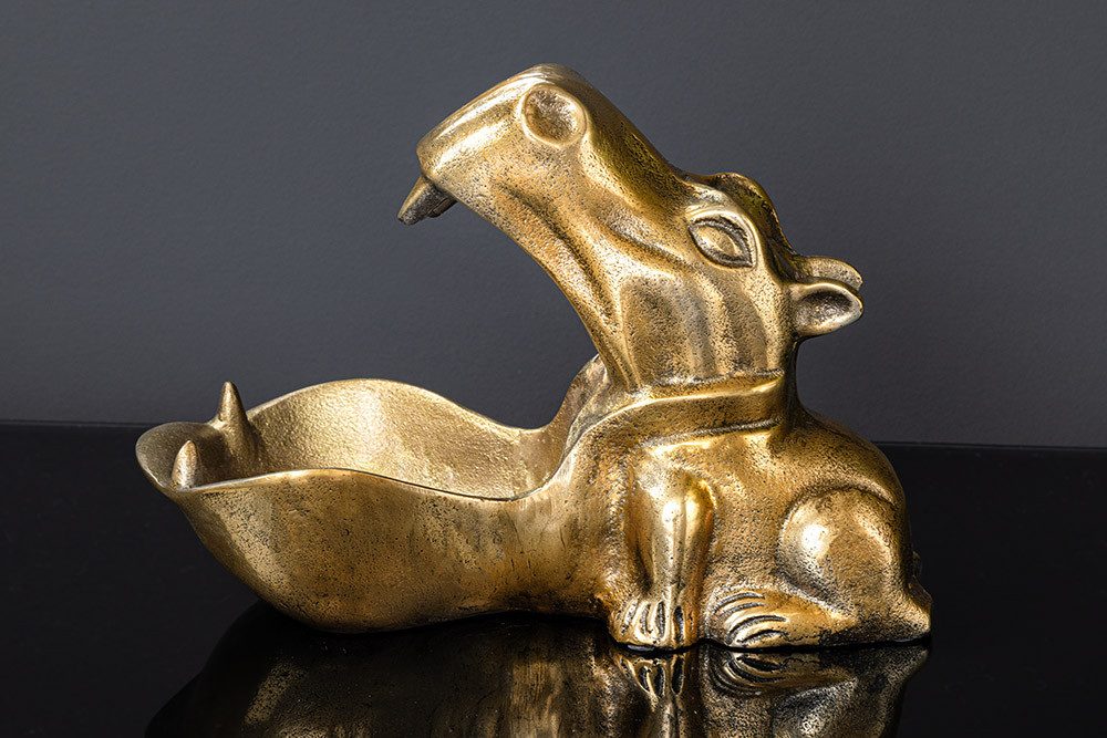 riess-ambiente Dekoschale HIPPO 30cm messing gold · Schmuckschale aus Metall im Tier-Design (Einzelartikel, 1 St), afrikanischer Nilpferd-Look · handmade · Schlüsselschale · Accessoire