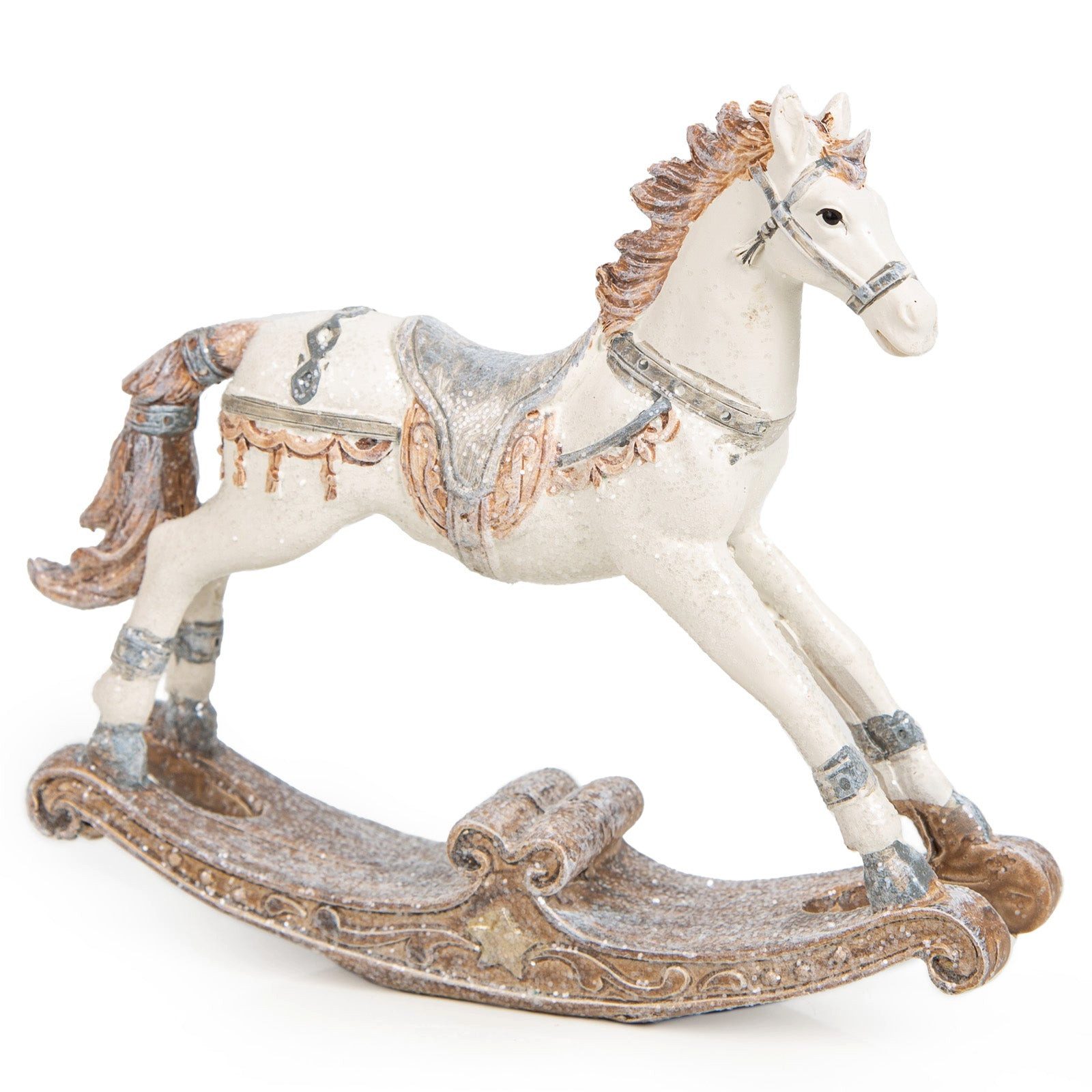 Logbuch-Verlag Dekofigur Nostalgie Schaukelpferd Figur weiß grau vintage De günstig online kaufen