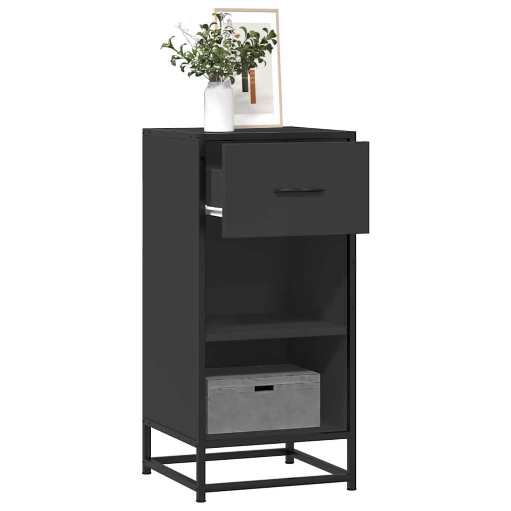 vidaXL Sideboard Sideboard Schwarz 35,5x35x76 cm Holzwerkstoff und Metall (1 St)