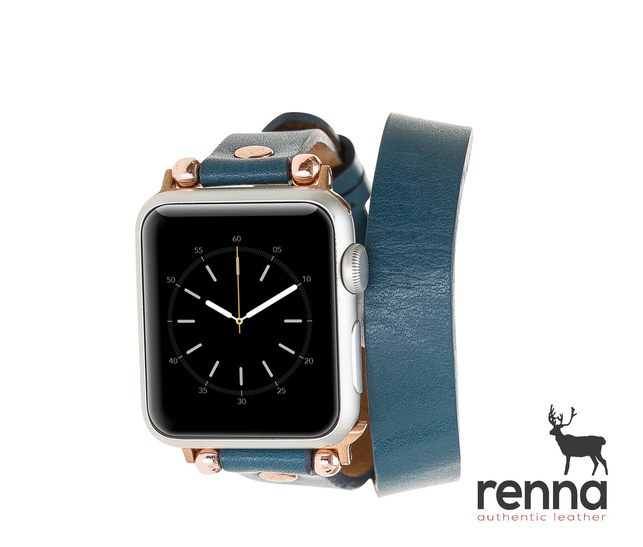 Renna Leather Smartwatch-Armband Double Tour Leder Band für Apple Watch 11/10/9-1/Ultra 3-1/SE3-1