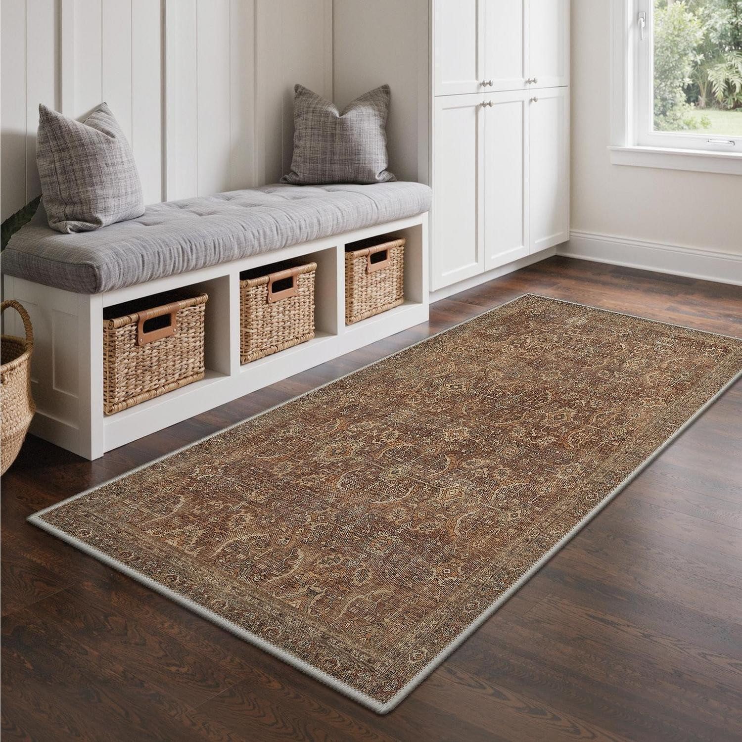 LuxusKollektion Läufer Läufer 80x150 cm Rotbraun Vintage Boho, rechteckig, Höhe: 10 mm
