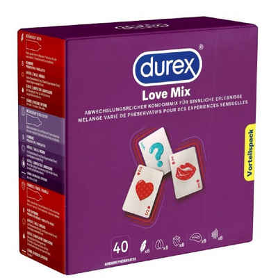 durex Kondome Love Mix Packung mit, 40 St., Markenkondome im Mix für überraschende Abwechslung