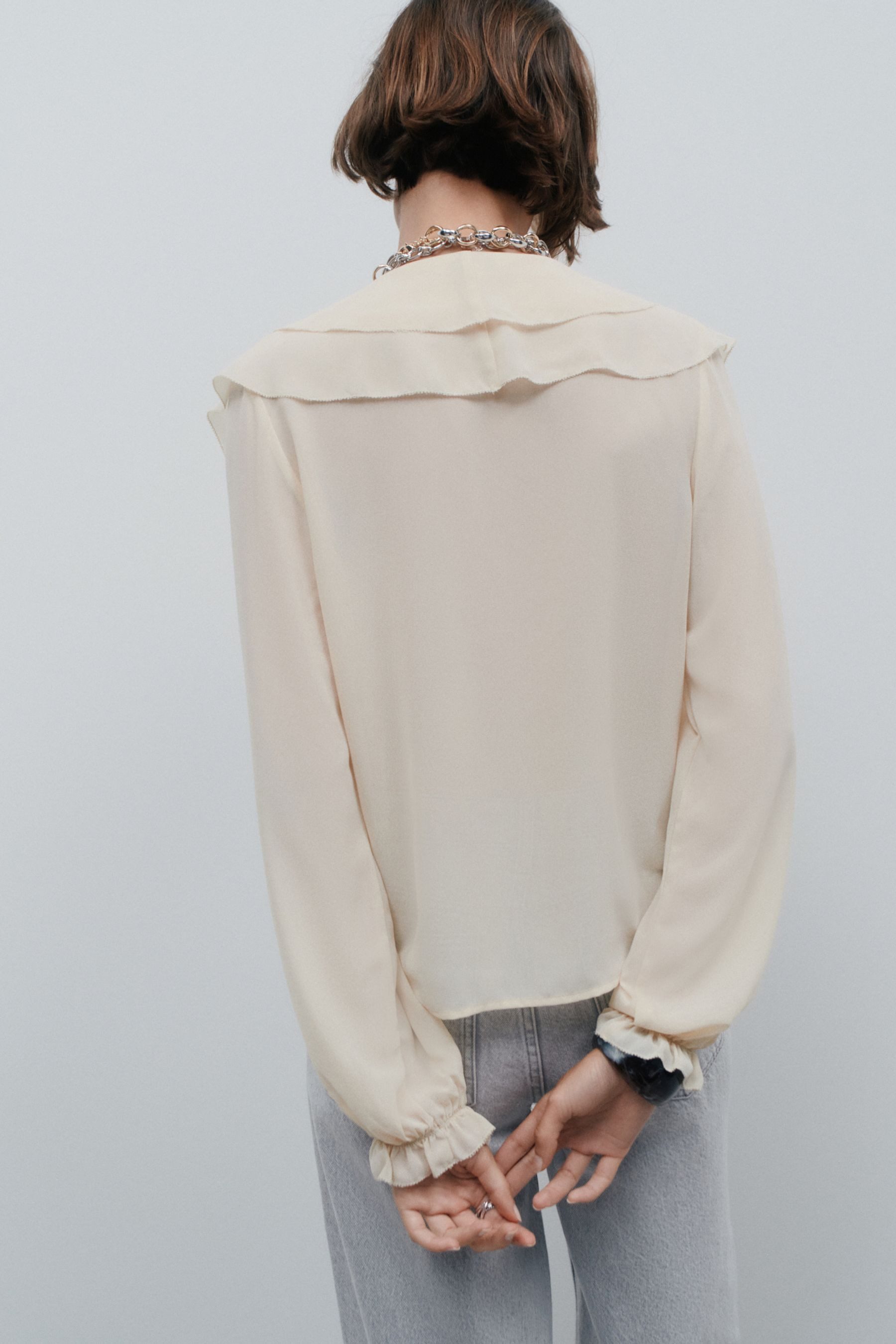 Next Langarmbluse Langärmelige Bluse mit Rüschenfront (1-tlg)