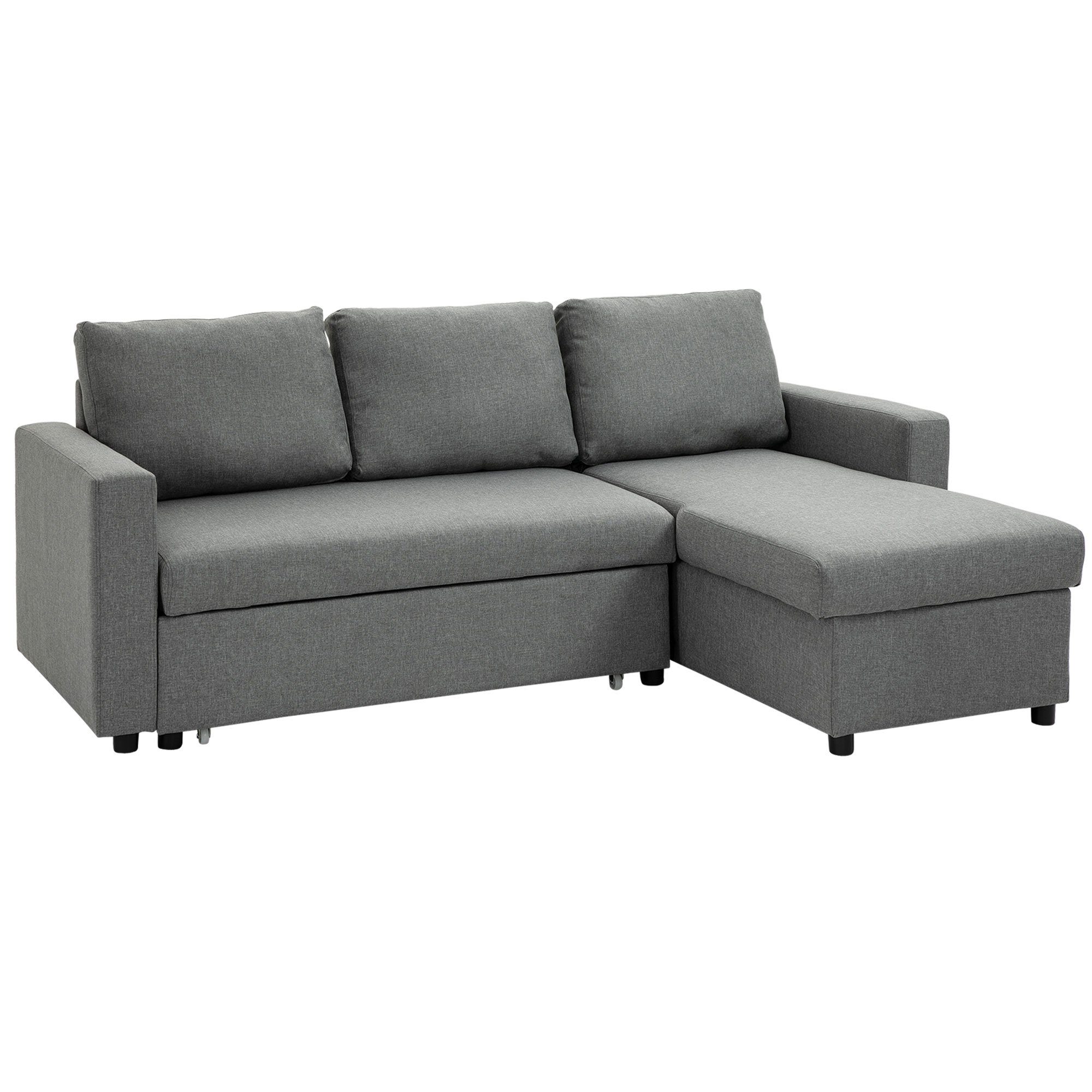 Schlaffunktion 1 L-Form Ecksofa, Eckcouch mit Teile, HOMCOM Ecksofa Ecksofa Set Chaiselongue mit