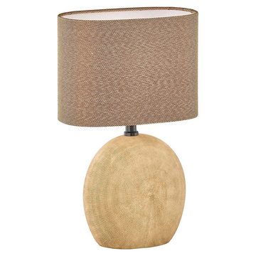 WOFI Tischleuchte, Leuchtmittel nicht inklusive, Nachttischleuchte braun Tischlampe Wohnzimmer Keramik Tischlampe