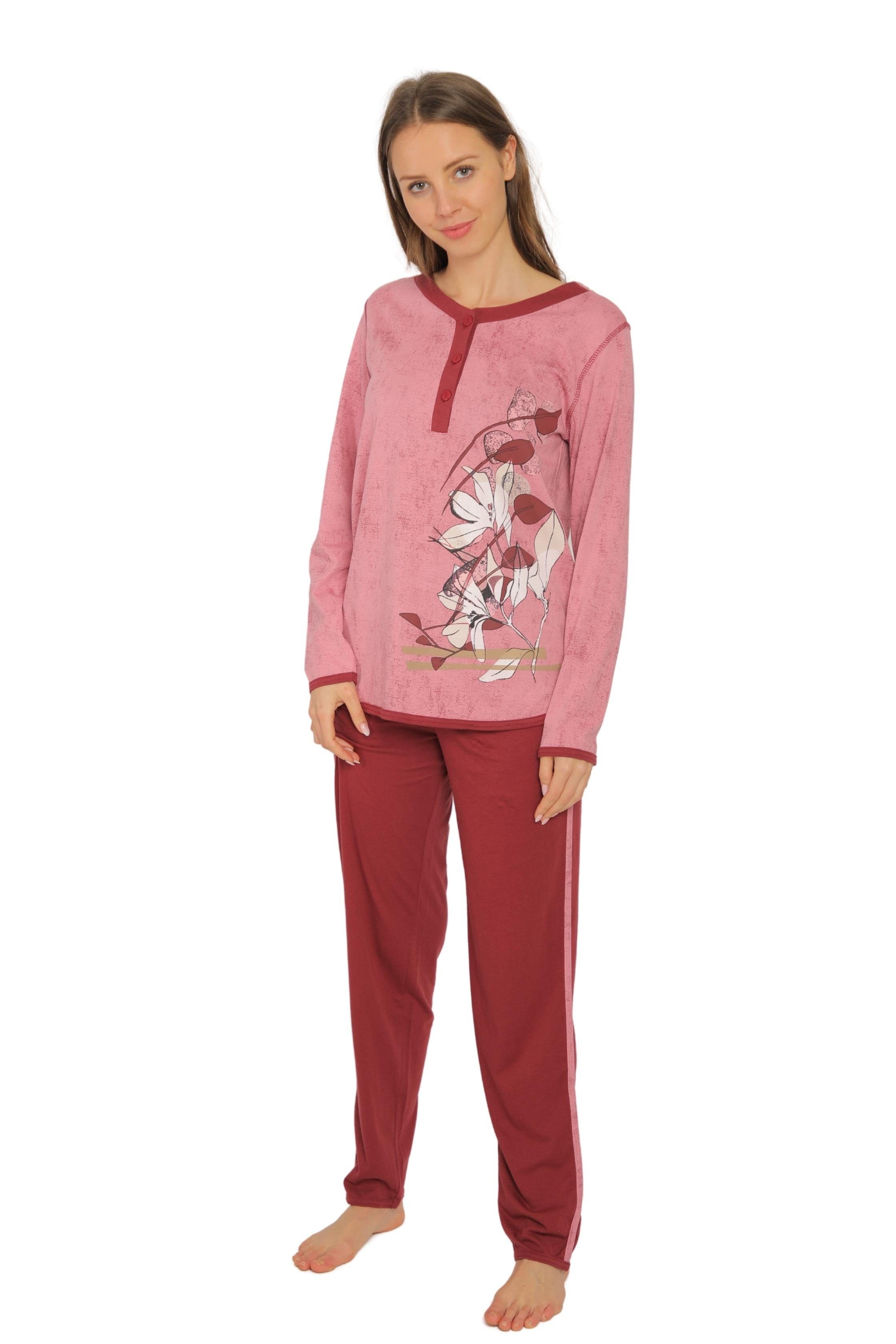 (Packung) Schlafanzug, Qualität Damen Homewear Pyjama aus Baumwolle-Jersey Set Consult-Tex Pyjama, bordo reiner DF419