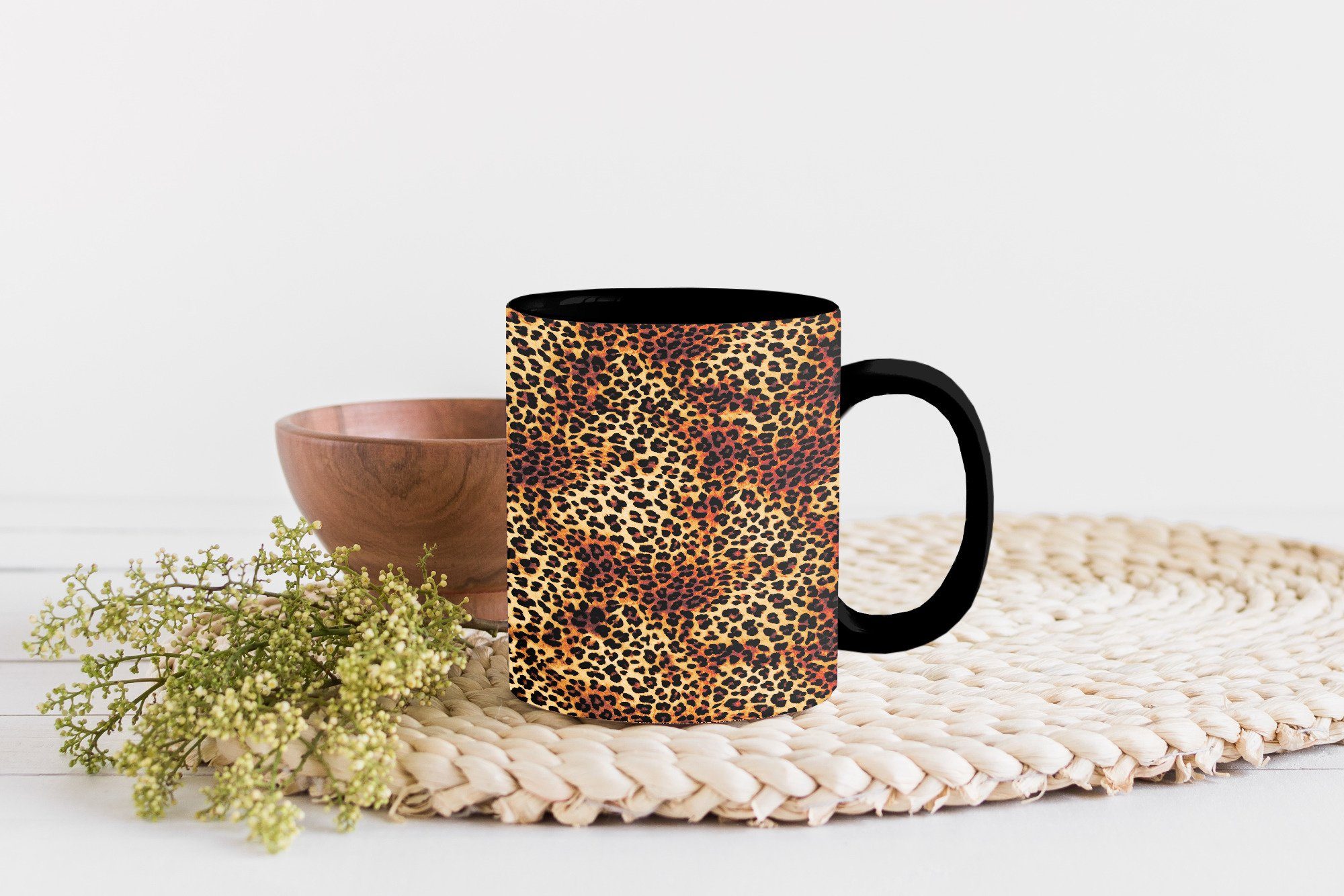 MuchoWow Tasse Leopard - Muster Zaubertasse, Tiere, Keramik, Teetasse, - Geschenk Farbwechsel, Kaffeetassen