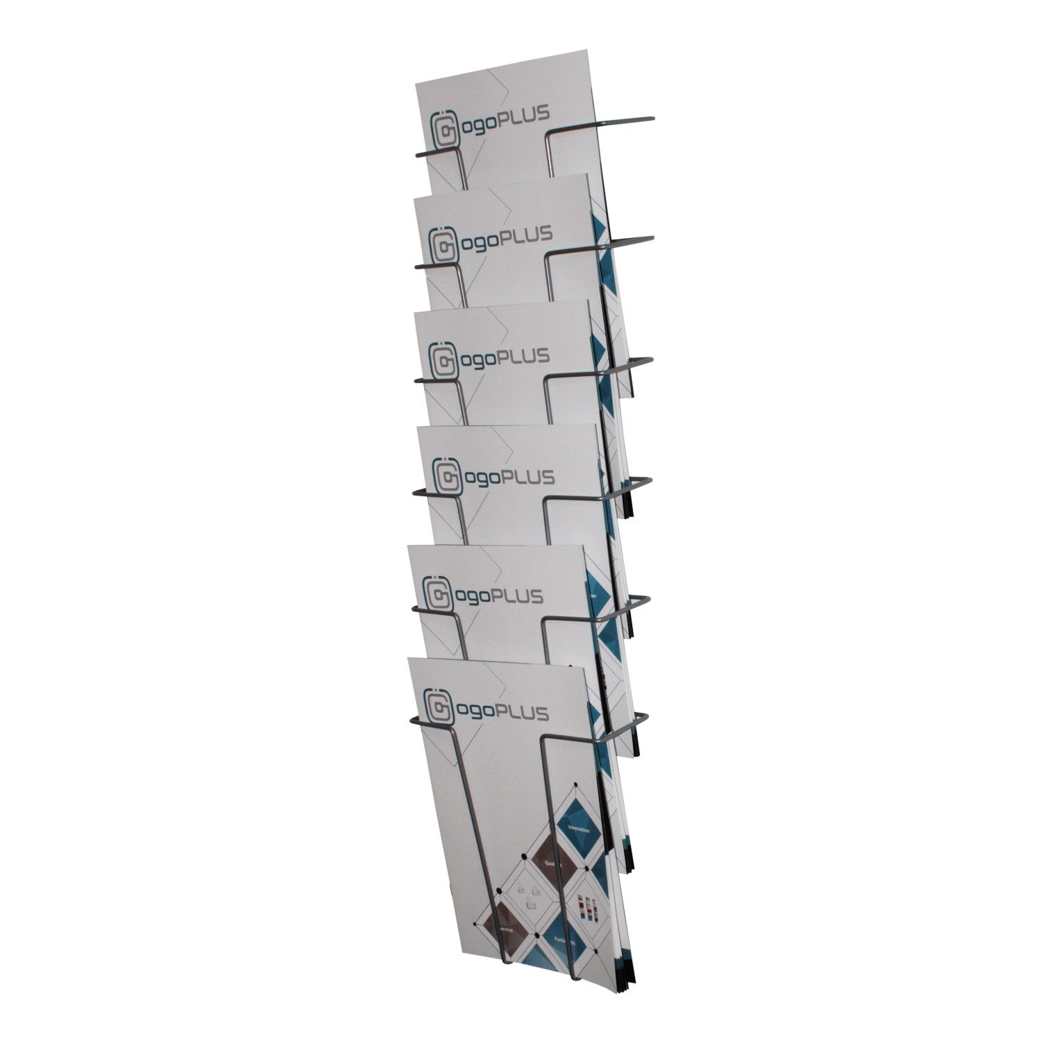 Zeitungsständer 6 Fach Din A4 Hochformat Metall Wandprospekthalter
