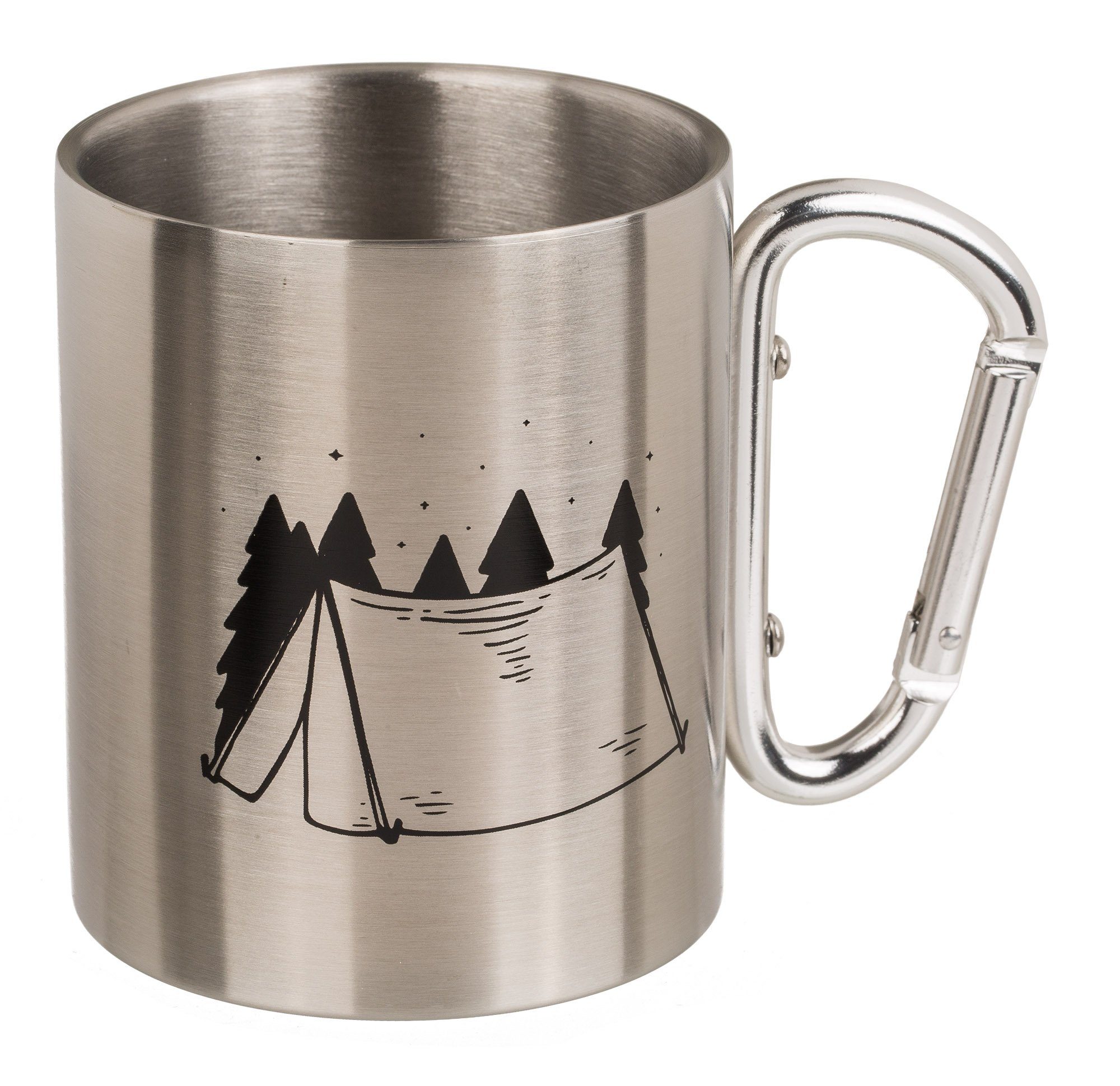 Haus und Deko Geschirr-Set Tasse Edelstahl Karabiner Campingtasse Becher Kaffeetasse Edelstahltas (1-tlg), Edelstahl