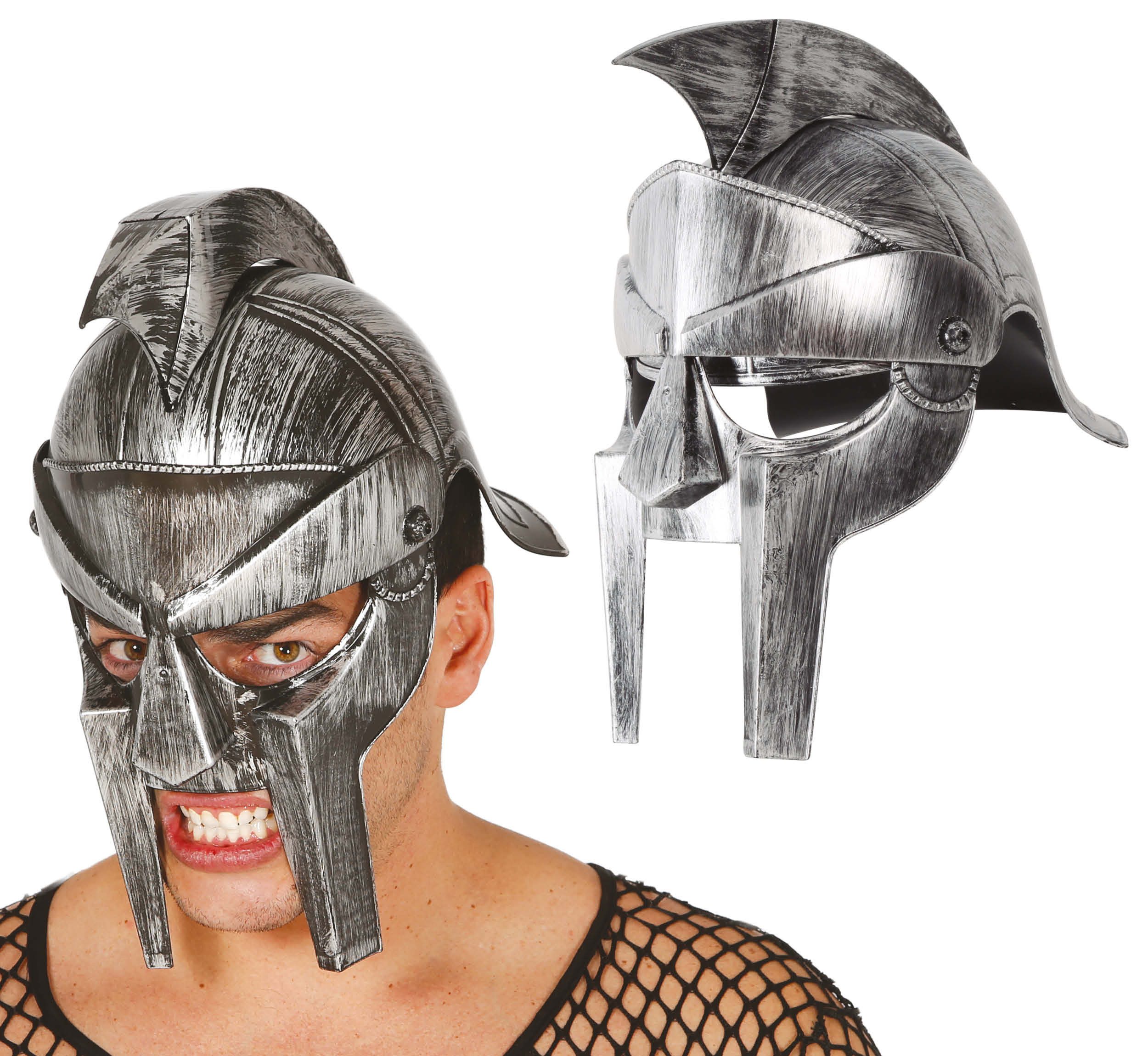 Fiestas Guirca Kostüm, Römer Gladiator Helm Antike Krieger Maske Kostüm Accessoire Karneval