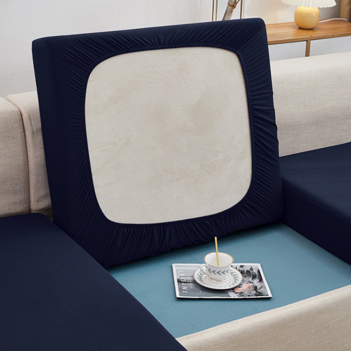 Rosnek Sofahusse 1/2/3 Sitzer Sofa Sitzbezüge Schonbezug, Elastic Stretch Sofasitzbezug, mit elastischer Unterseite