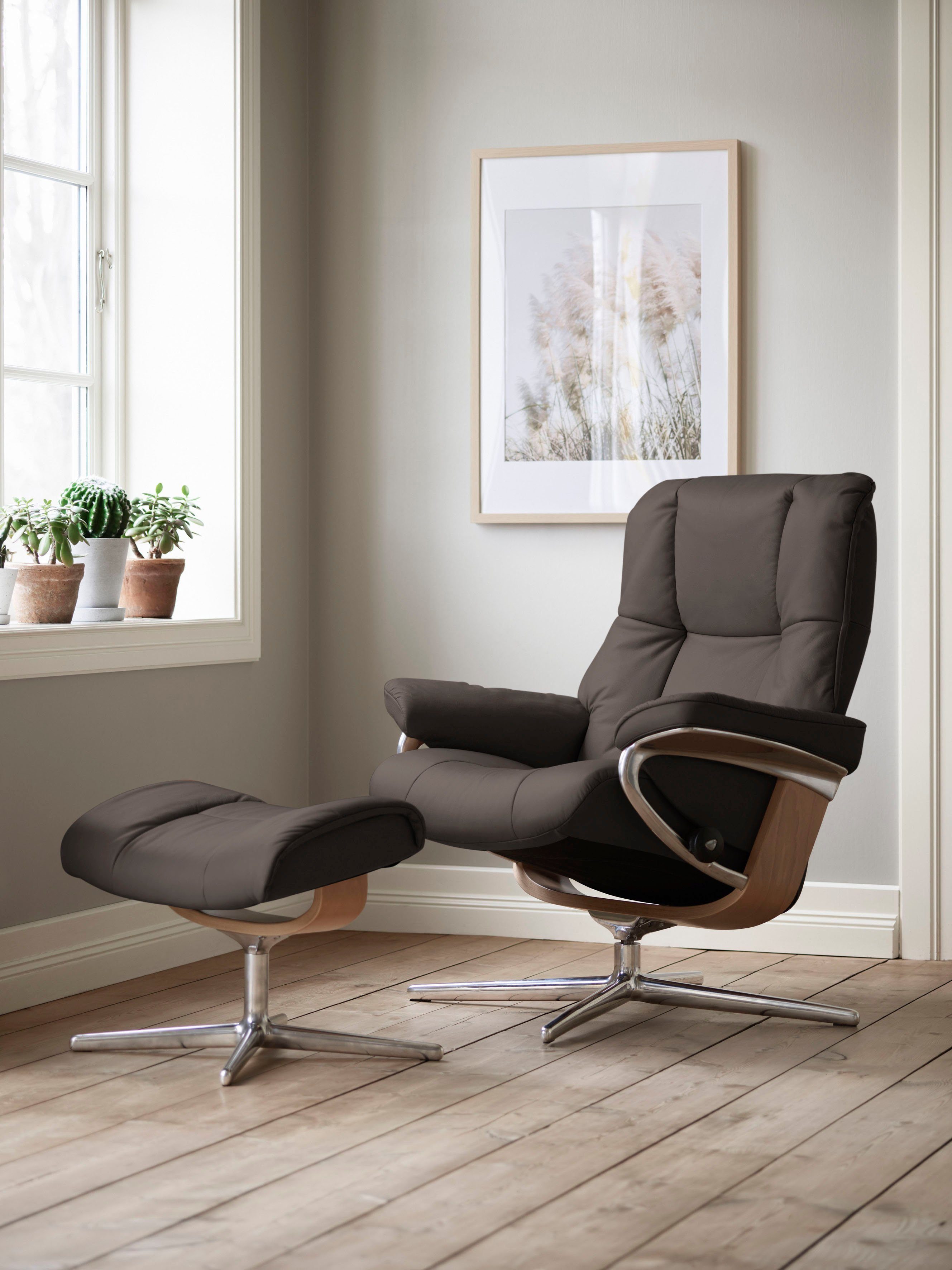 Stressless® Relaxsessel Mayfair (Set, mit M Relaxsessel Größe Base, Eiche mit Cross S, Hocker, L, Hocker), & Holzakzent mit