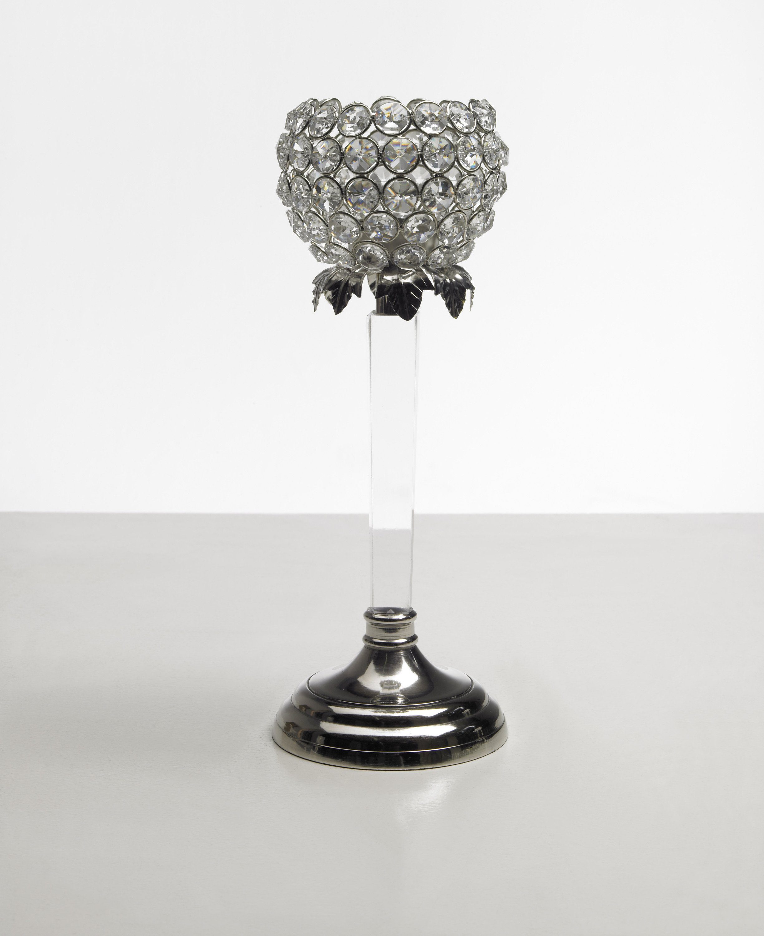Tischkerzenhalter Kristall Kerzenständer Teelichthalter Acryl silber Kerzenhalter