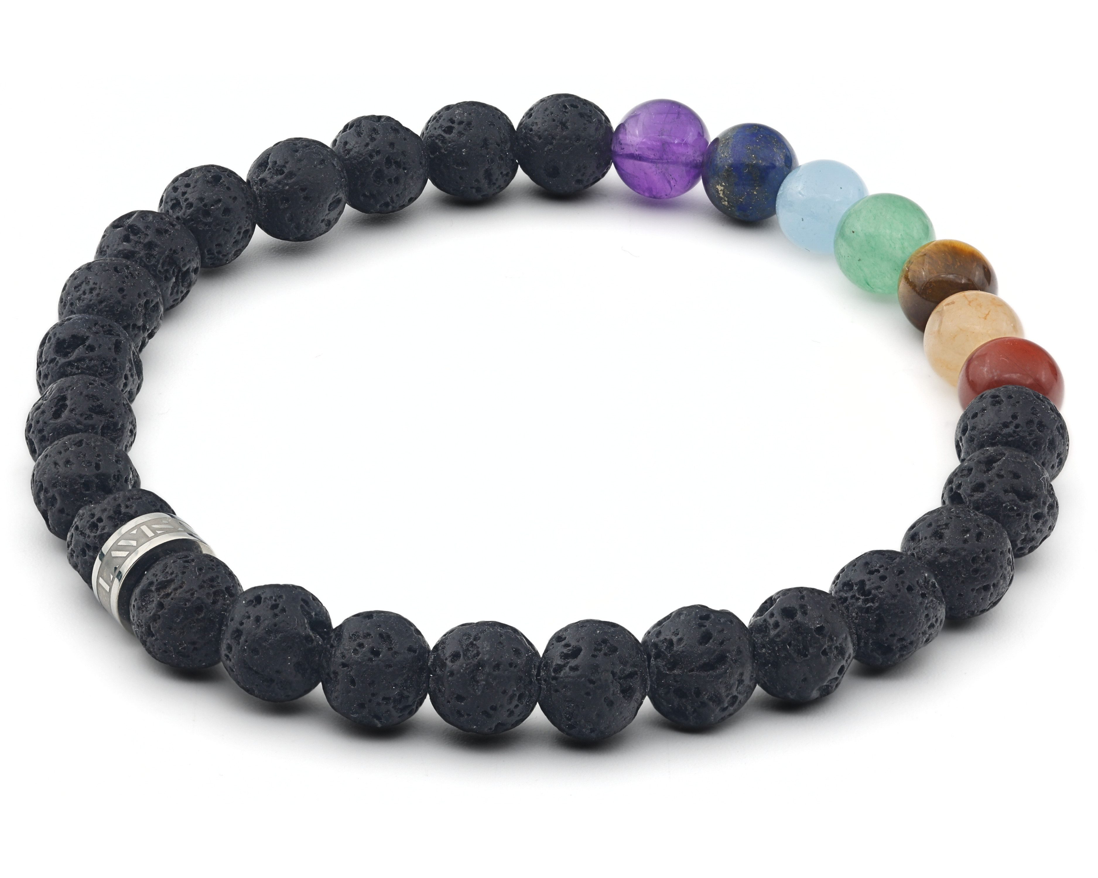 LAVISA Armband Armband 6mm Echte Edelstein Perlen, Kristalle, Heilsteine, Onesize, Echte Edelsteine, Rostfreies Edelstahl, Wasserfest