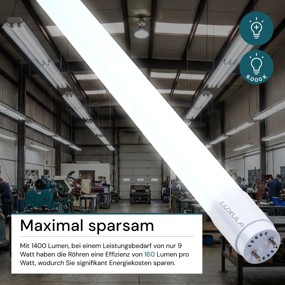 LUXULA LED-Leuchtmittel LUXULA LED-Röhre T8 9 W 6000 K Kaltweiß, G13, Kaltweiß