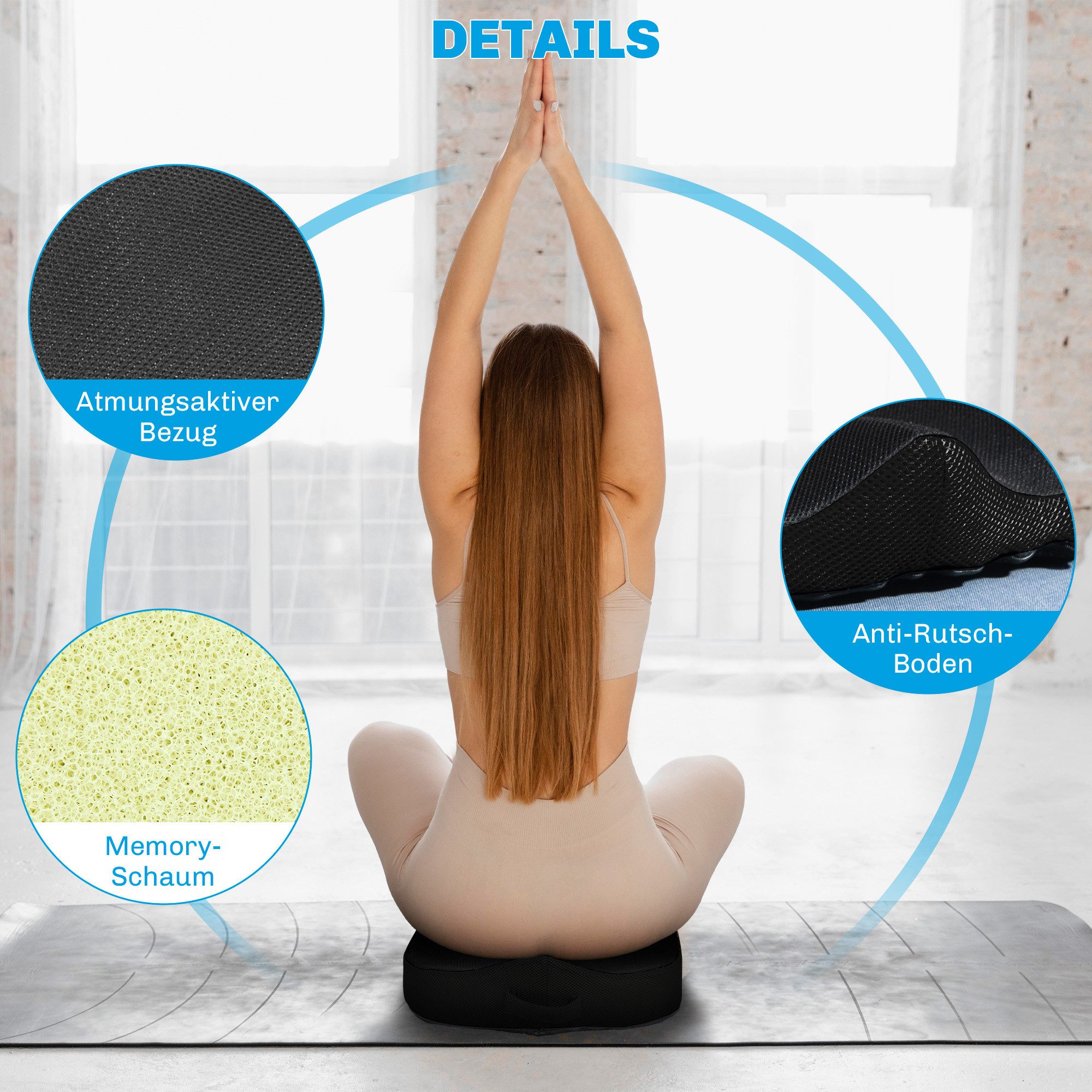 HOMCOM Sitzkissen Orthopädisches Sitzkissen Ergonomisches Sitzkissen für Bürostuhl, für Steißbein, Ischias, Hämorrhoiden Rückenschmerzlinderung – Bild 5 von 5