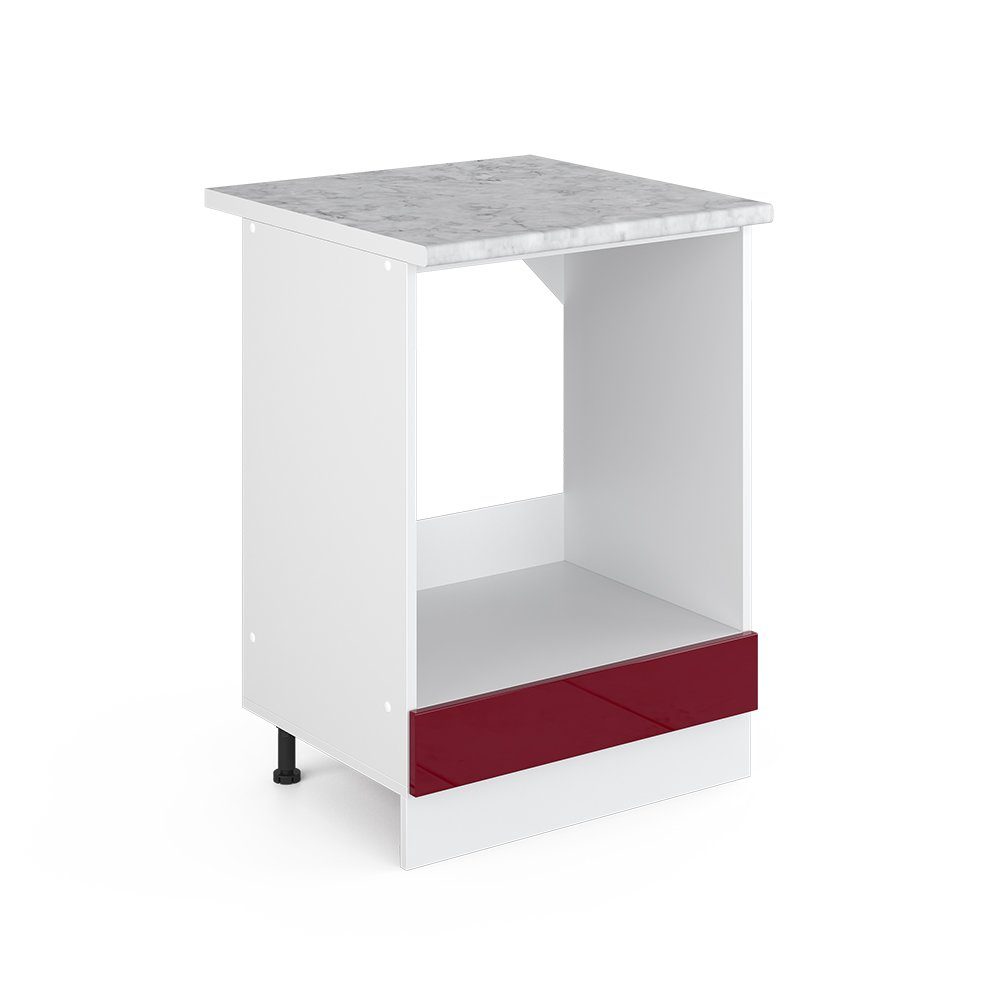 Vicco Herdumbauschrank R-Line Bordeaux Hochglanz/Weiß 60 cm AP Marmor günstig online kaufen