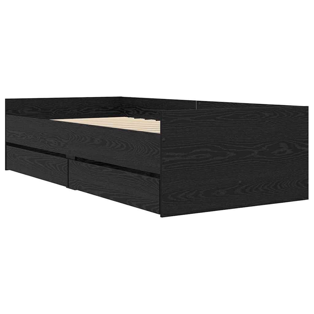 vidaXL Bett Bettrahmen mit Schubladen Schwarz Eichen-Optik 100 x 200 cm (1-tlg)