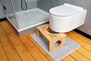 elbmöbel Fußhocker Elbmöbel Toilettenhocker Bambus FSC (Tritthocker), zusammenklappbar WC Hocker
