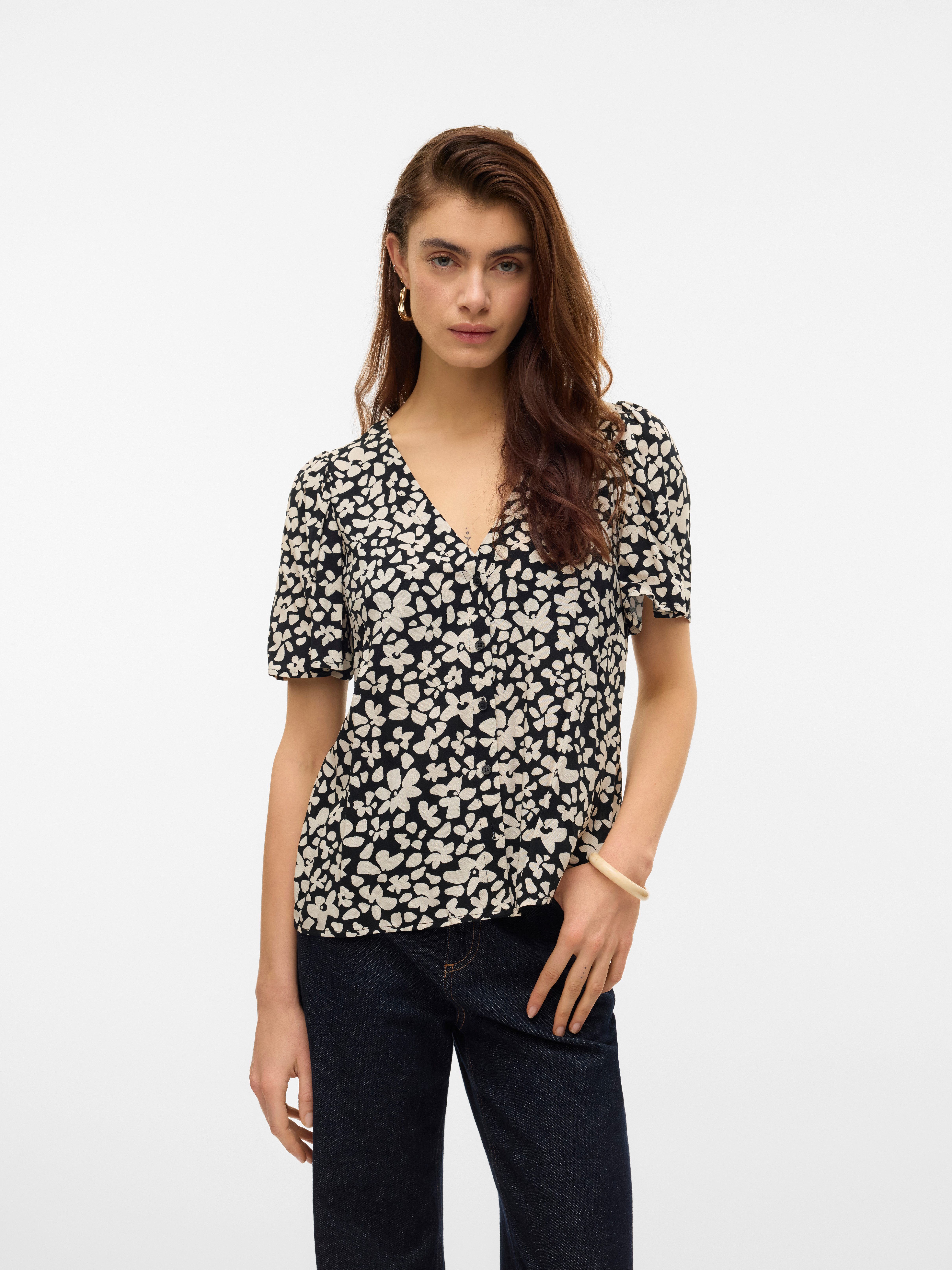 Vero Moda Kurzarmbluse VMALBA SS V-NECK günstig online kaufen