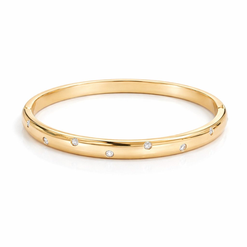 ROUGEMONT Armreif Moderner Wasserfester Damen Armreif 18cm 18K Vergoldung 6mm, Hypoallergen/Wasserfest