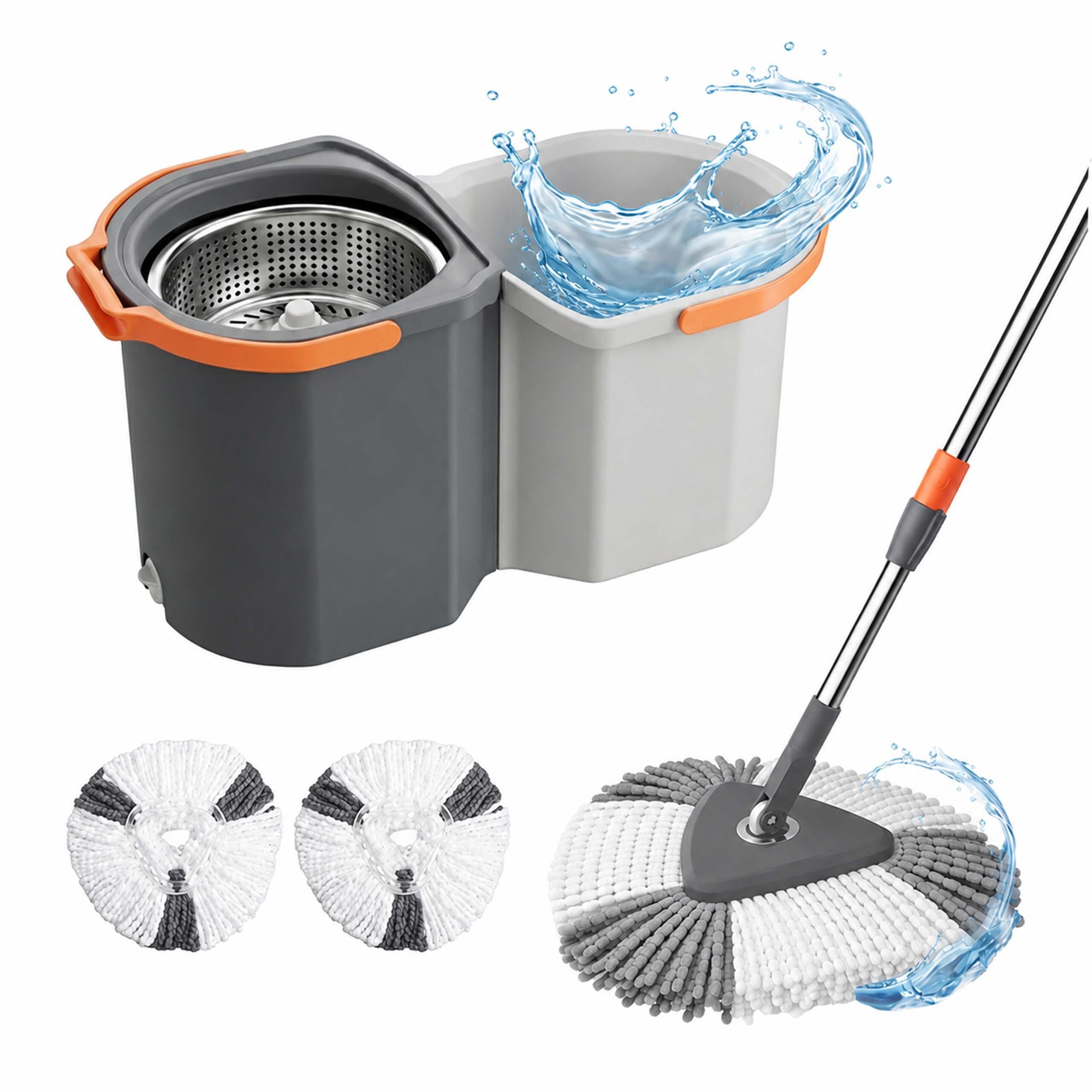 relaxdays Wischmopp-Set mit Eimer & Schleuder, (4-St)