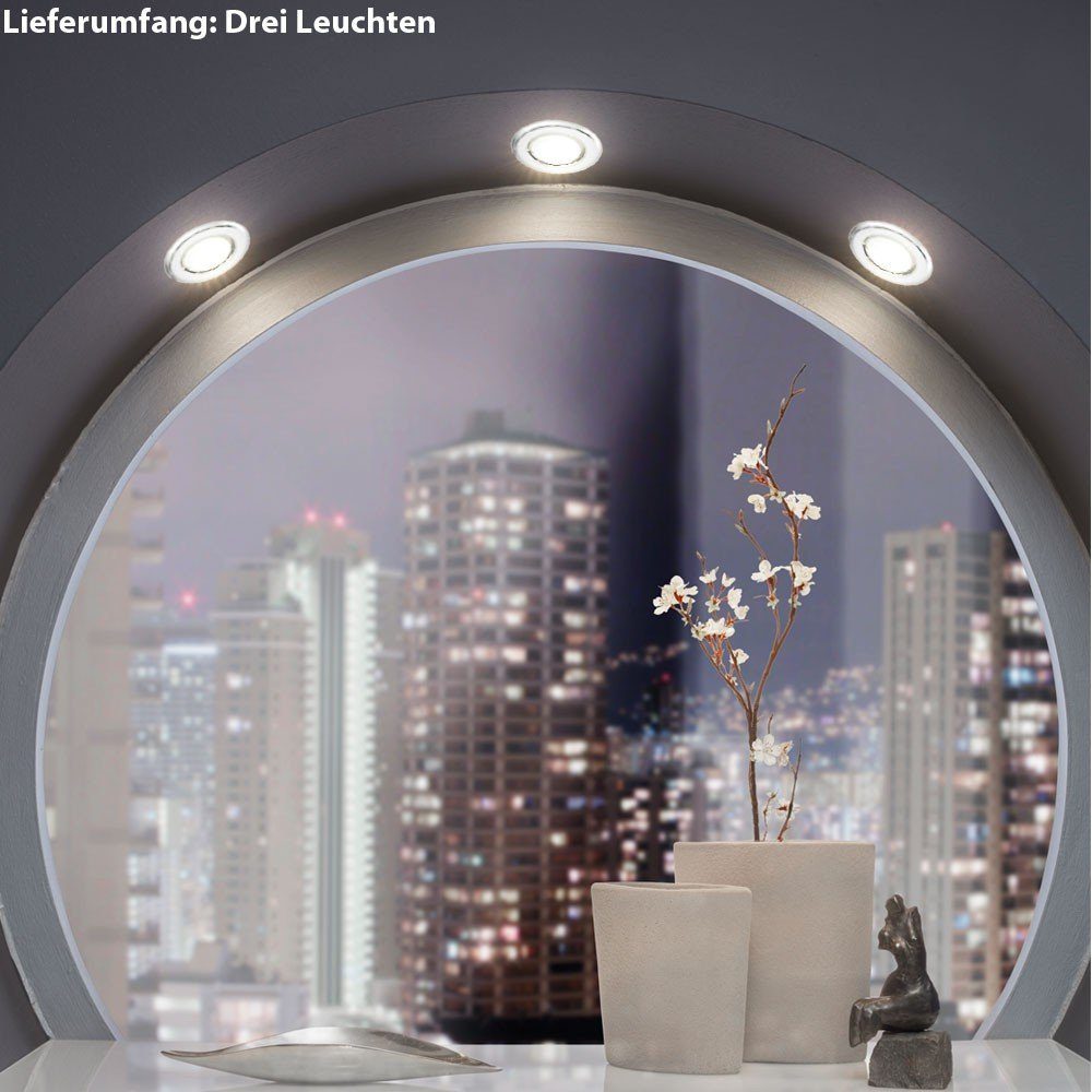 etc-shop LED Einbaustrahler, Set 3er inklusive, Ess Zimmer Strahler Beleuchtung LED Wohn Leuchtmittel Decken Einbau Warmweiß