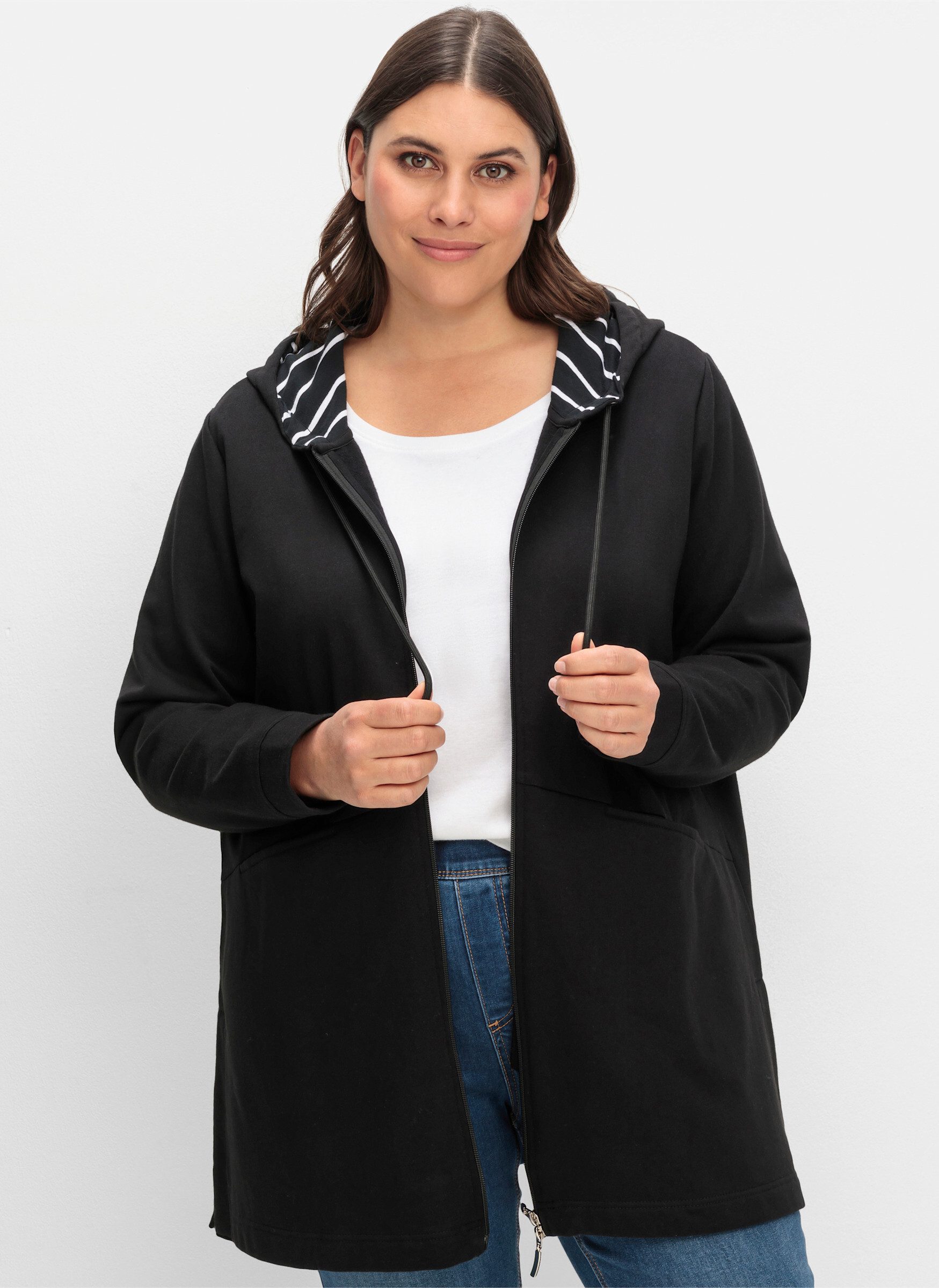 Sheego Shirtjacke Sweatjacke Langarm günstig online kaufen
