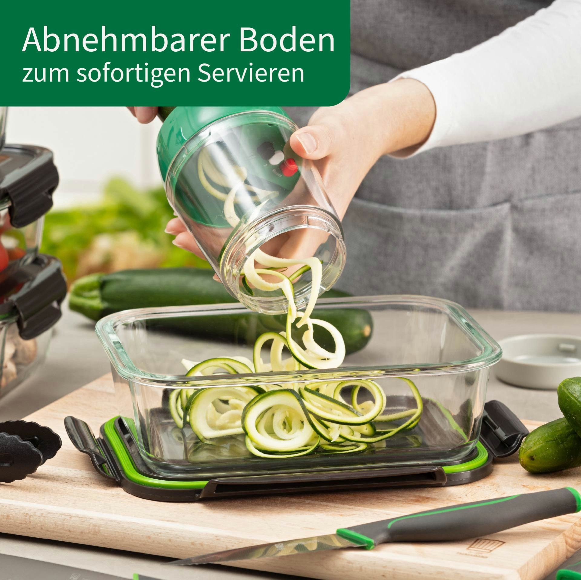 Chefkoch trifft Fackelmann Spiralschneider Spiralschneider: ABS & Edelstahl – 130xø90mm – mit abnehmbarem Boden