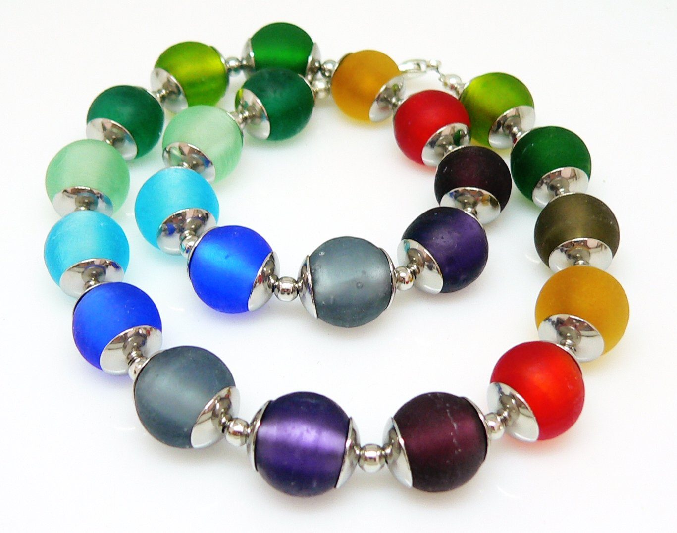 traumschmuck Collier 205e Halskette Lampwork Perlen 14mm mehrfarbig bunt multicolor (Geschenk, Muttertag, Weihnachten, Geburtstag, Valentinstag, incl. Schmuckbox), handgefertigt, Made in Germany
