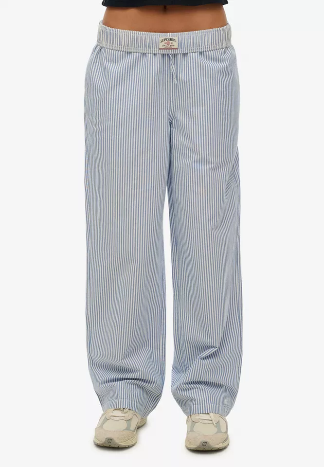 Superdry Cargohose COTTON STRIPE ELASTIC TROUSER aus Baumwolle und Jersey, Relaxed Fit, gestreifte Optik