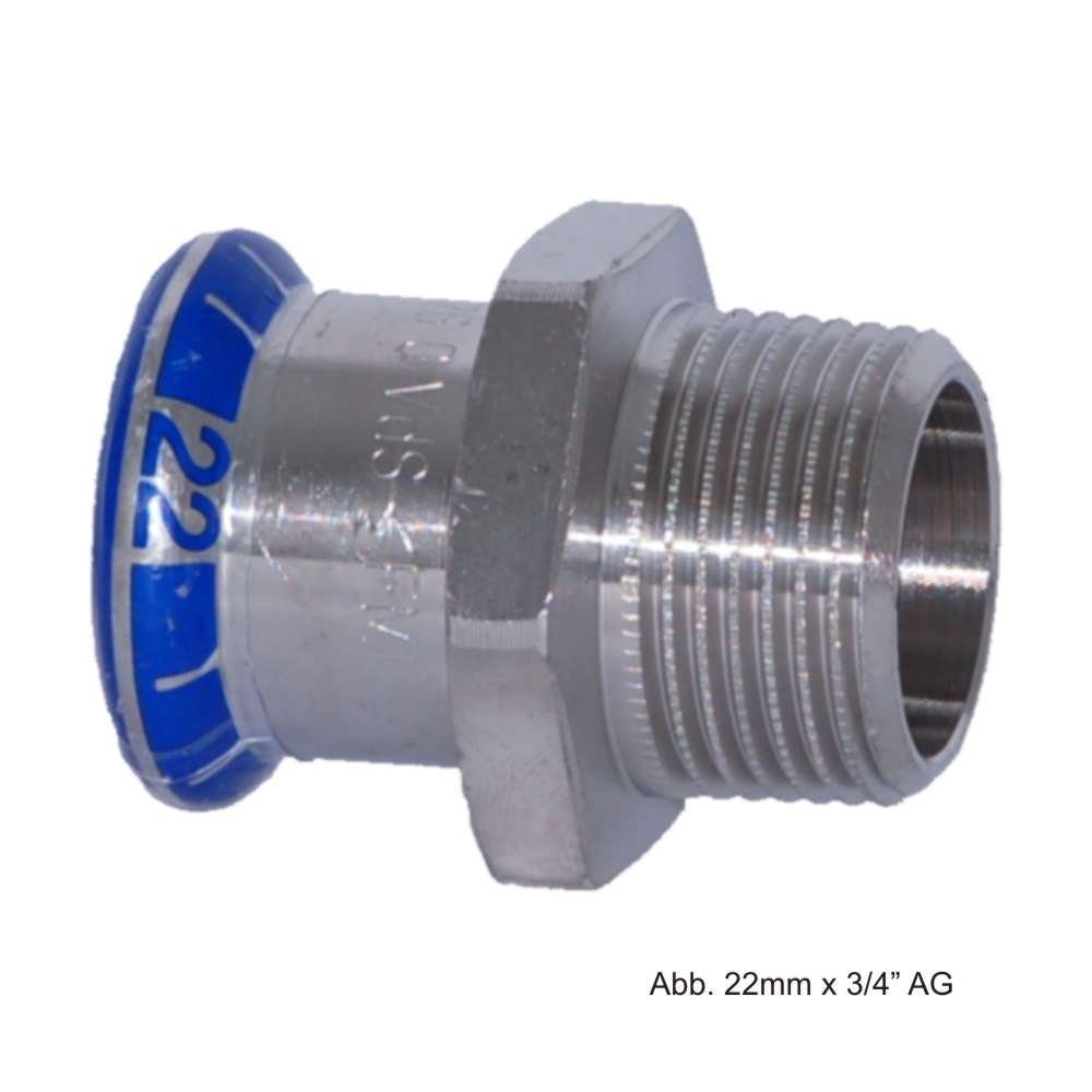 Wasserrohr Geberit Mapress Edelstahl Übergangsstück AG, 28mm x 1"