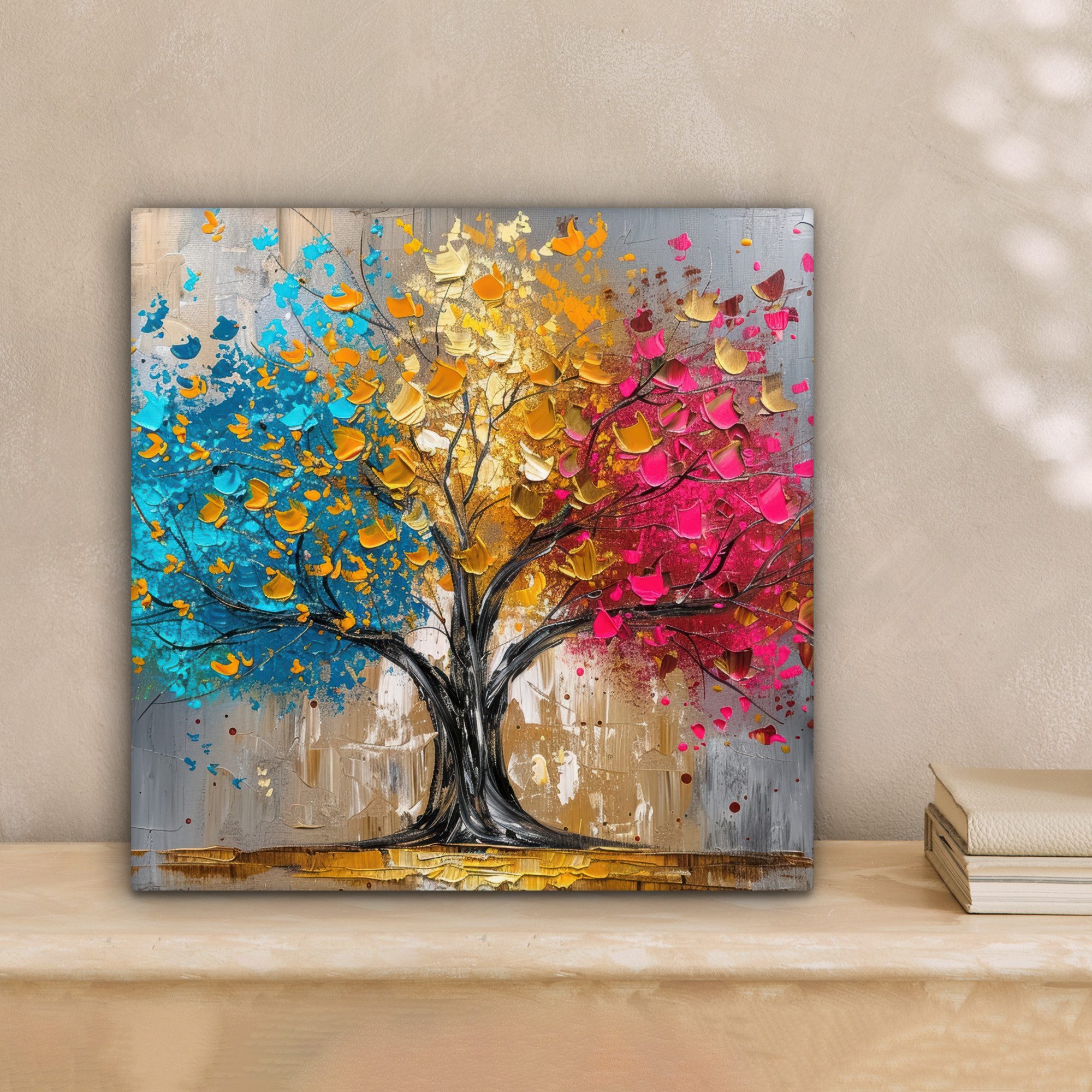 OneMillionCanvasses® Leinwandbild Baum - Farbenfroh - Grau - Modern, Fotodr günstig online kaufen