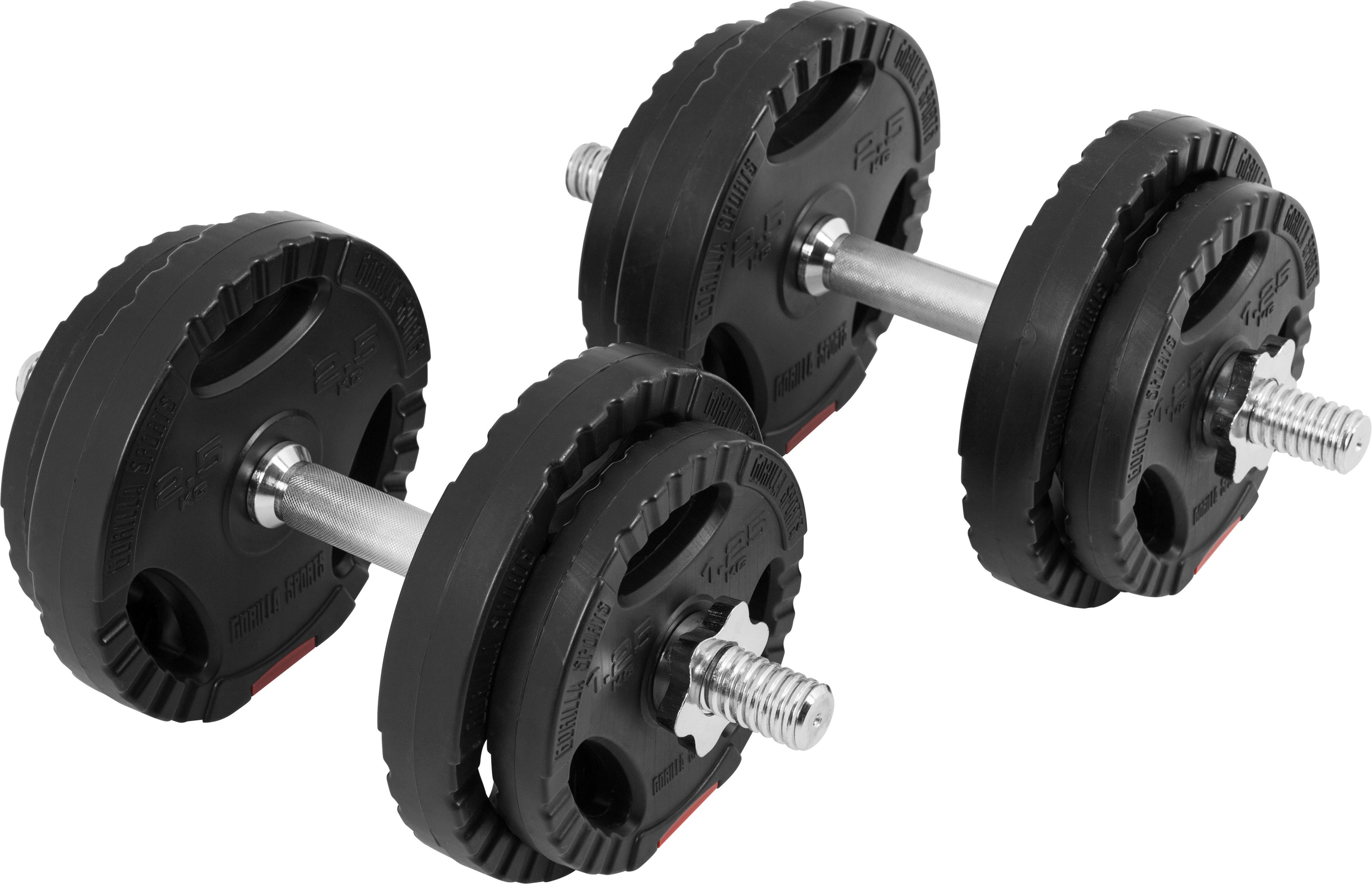 GORILLA SPORTS Kurzhantel Kurzhanteln - Verstellbare Hanteln, Standard / Gripper, Kurzhantelset, (20 kg / 30 kg Gesamtgewicht)