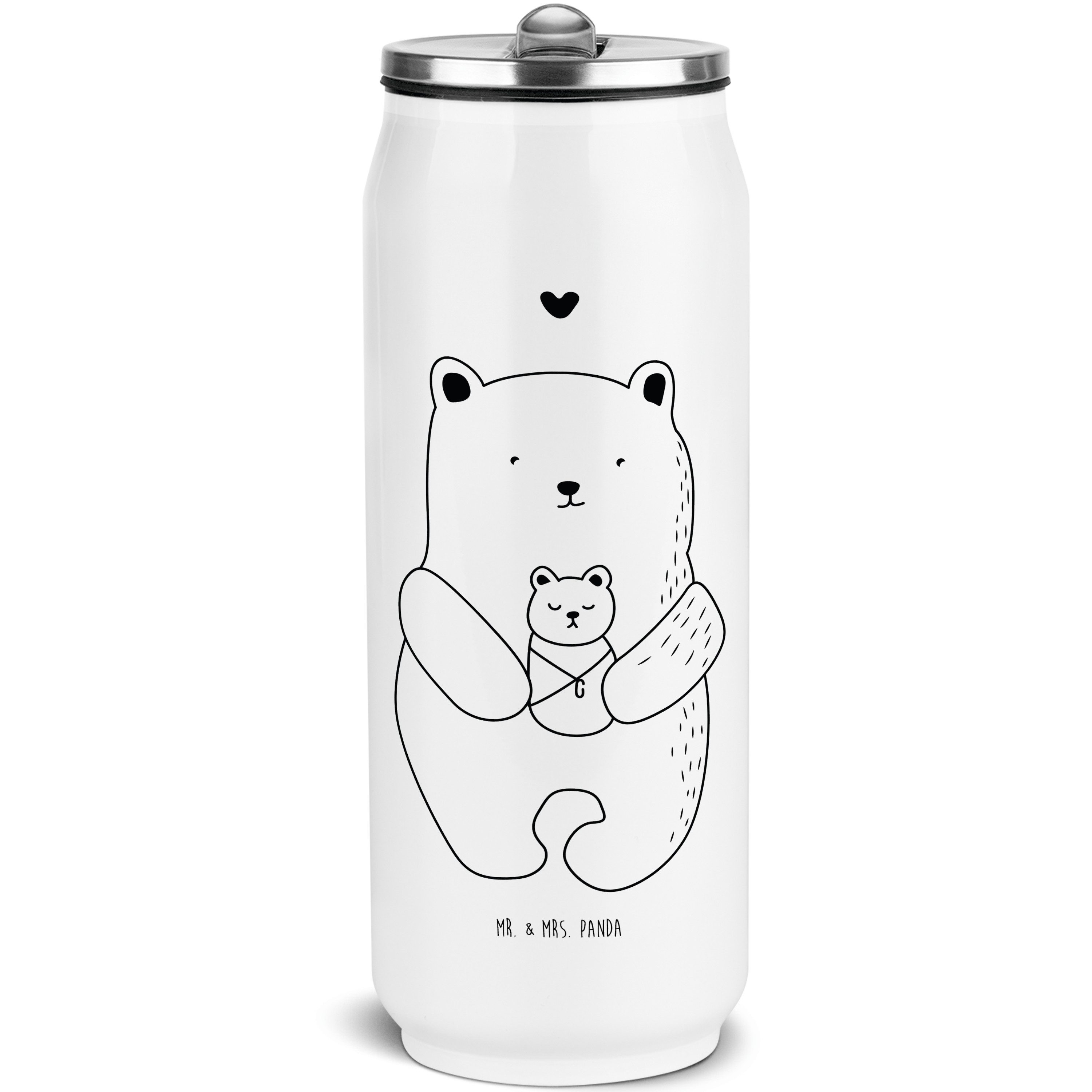 Isolierflasche Bär Baby - Weiß - Geschenk, Mutter, Getränkedose 500 ml, Trinkflasche