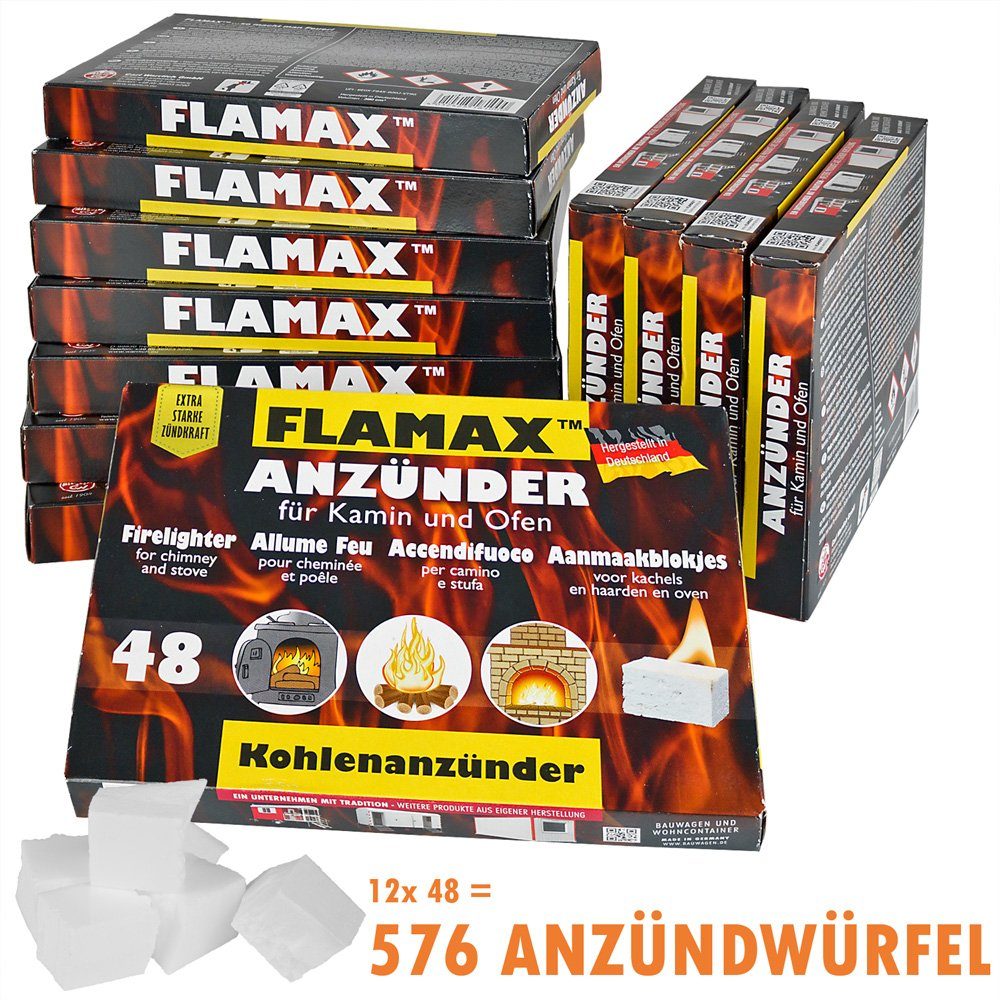 FLAMAX Grillanzünder 576x Anzündwürfel Kaminanzünder Kohleanzünder Grillanzünder Ofen