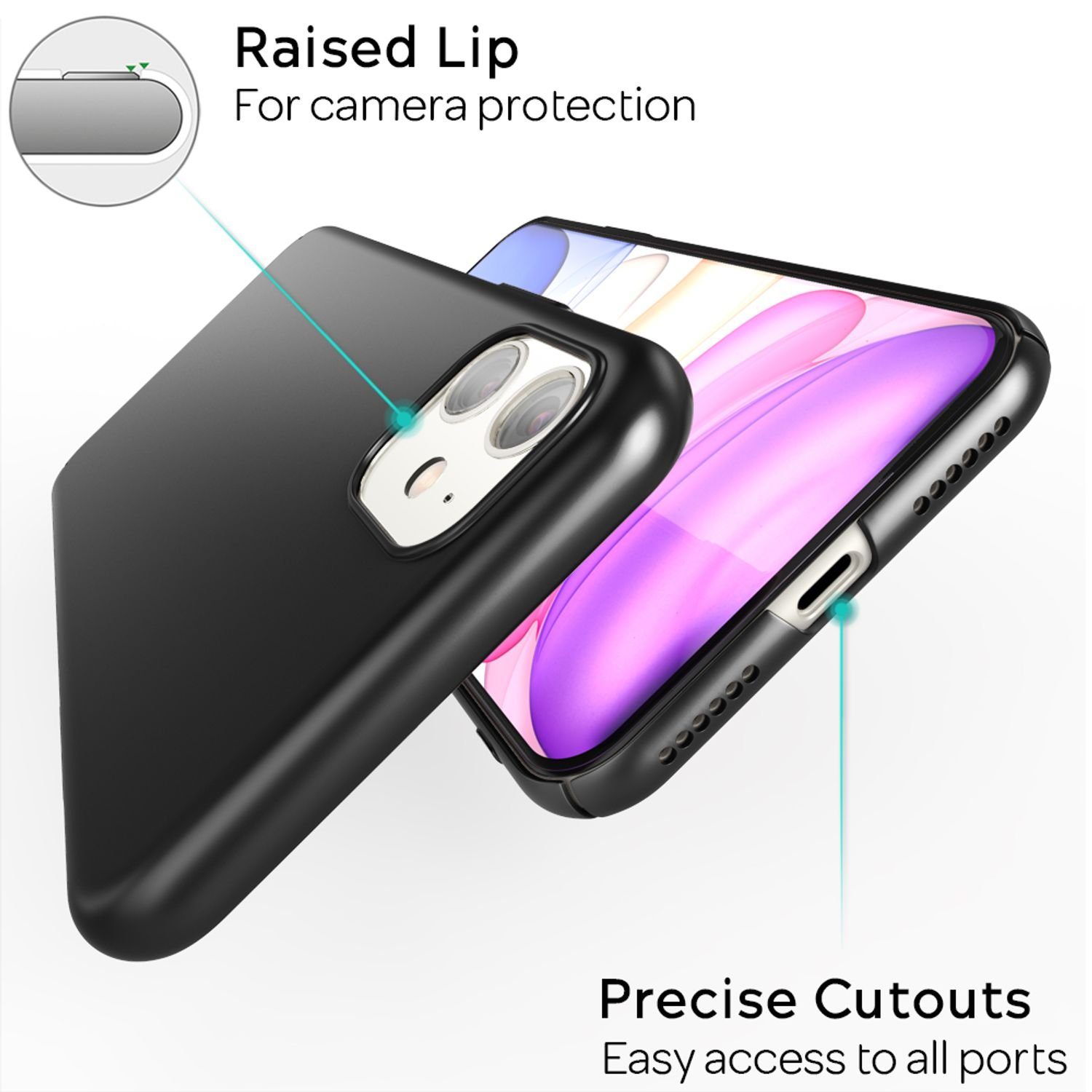 Nalia Smartphone-Hülle Apple iPhone 11, Ultra Dünne 0,5mm Hülle / Mattes Hardcase / Silk Touch / Extra Leicht