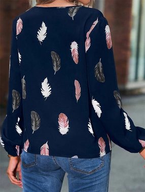 AFAZ New Trading UG Trachtenbluse Langarmhemd Damen Women's V-Neck Blouse for Stylish Looks (Stylish V-Neck Women's Blouse for Various Occasions) Women's V-Neck Blouse for Comfortable Everyday Wear