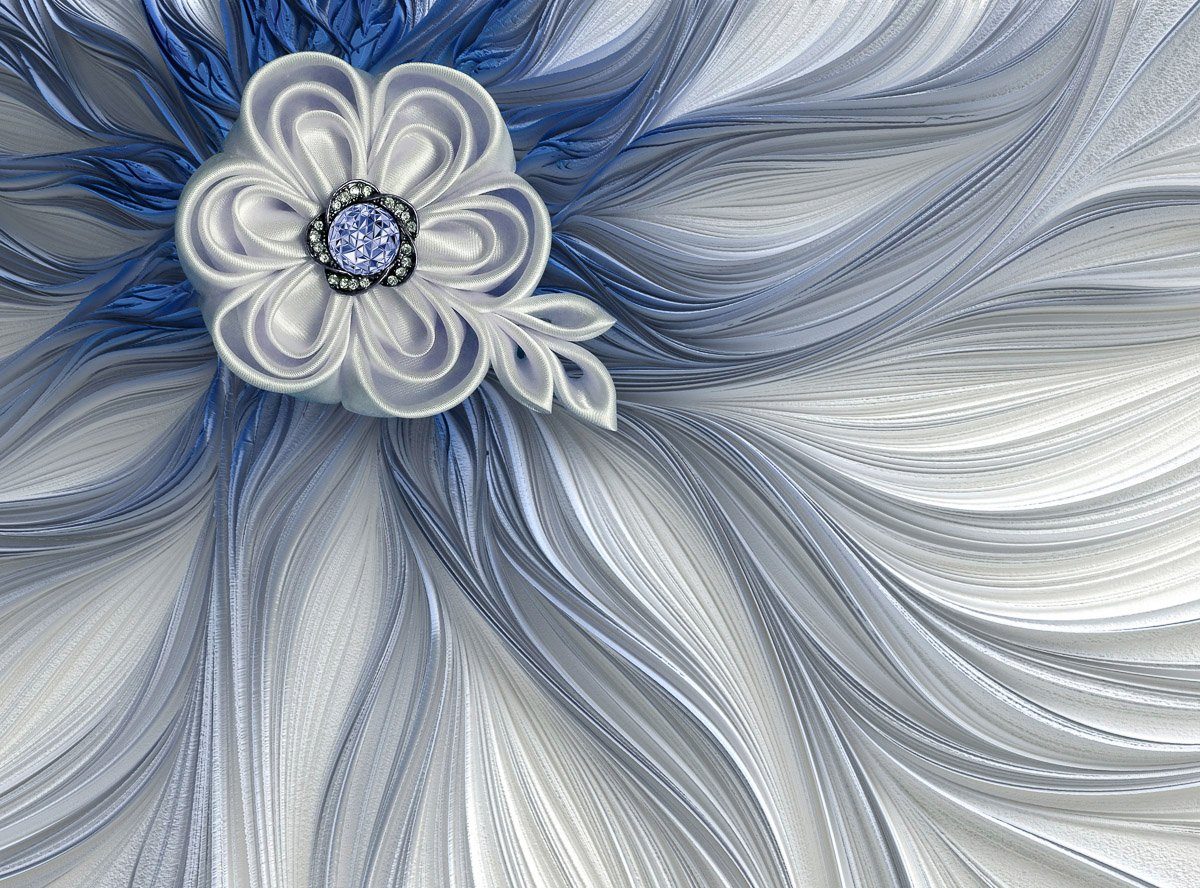 Fototapete Blau Papermoon Blume Weiß